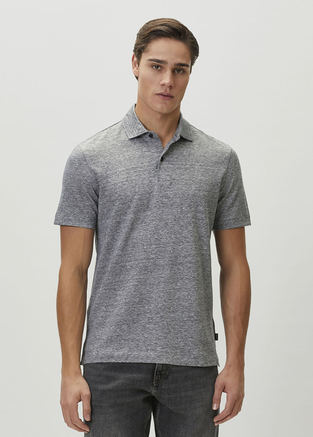 Boss Regular Fit Lacivert Polo Yaka Keten T-shirt