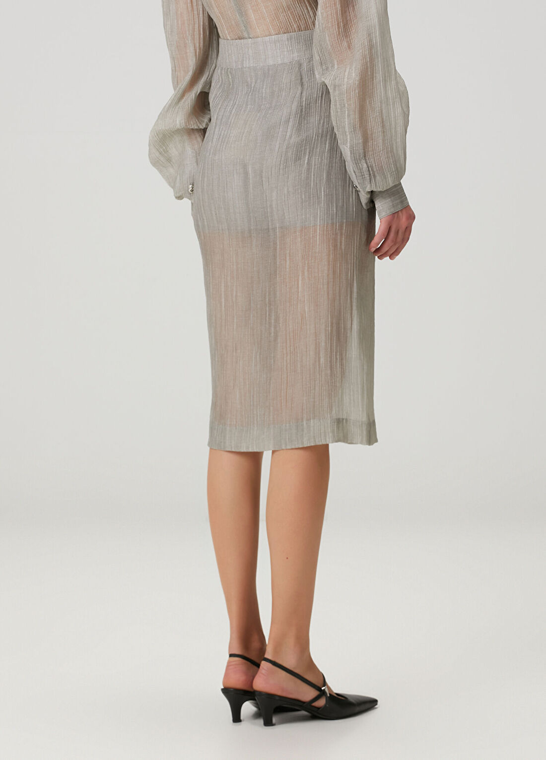 The Garment Delfi Gri Midi Etek görsel 4