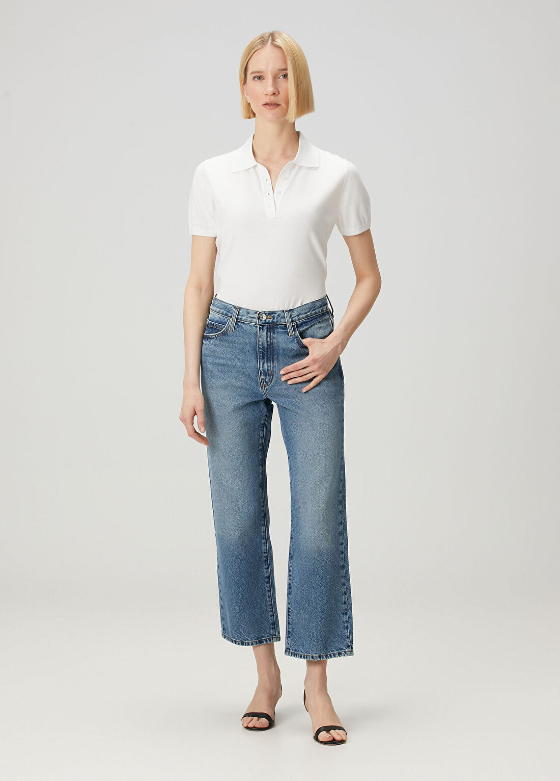 Frame Denim Hang Mavi Crop Jean Pantolon