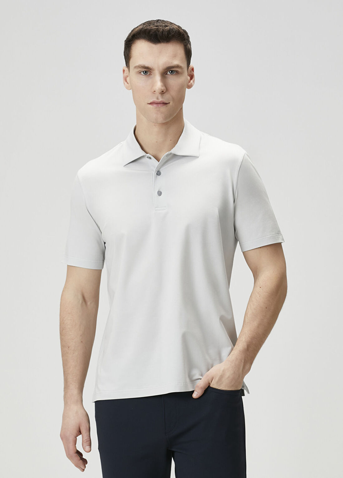 Herno Açık Gri Polo Yaka T-shirt