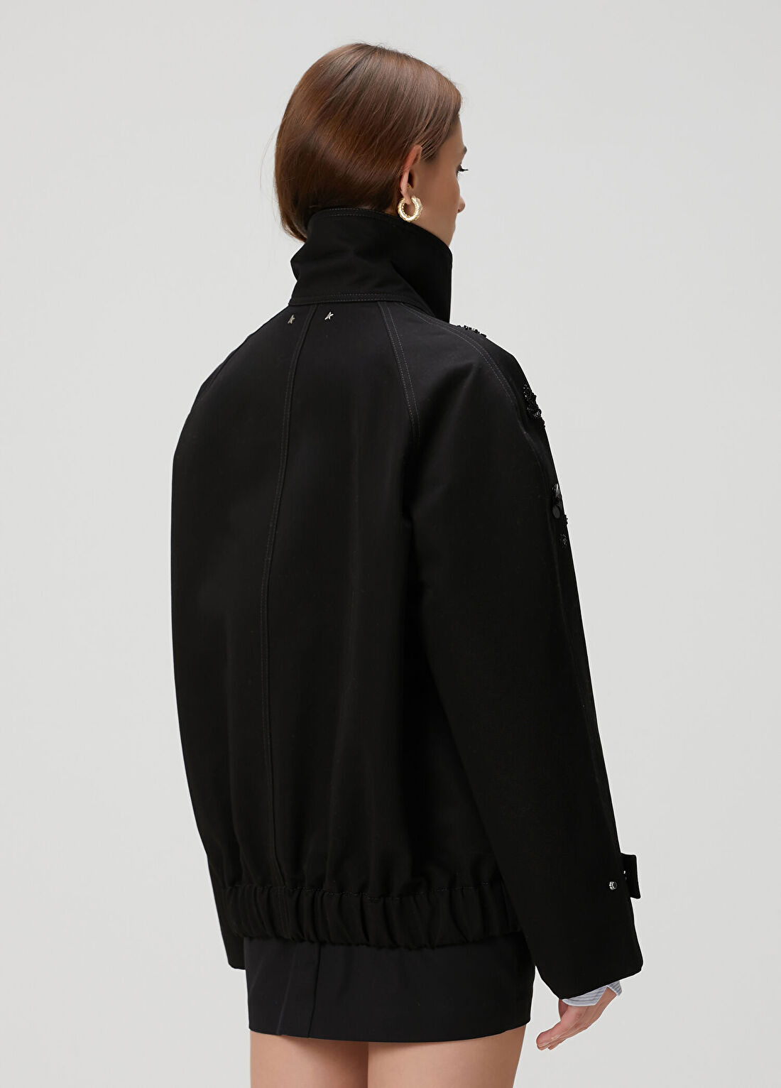 Golden Goose Oversized Siyah İşlemeli Twill Ceket görsel 4