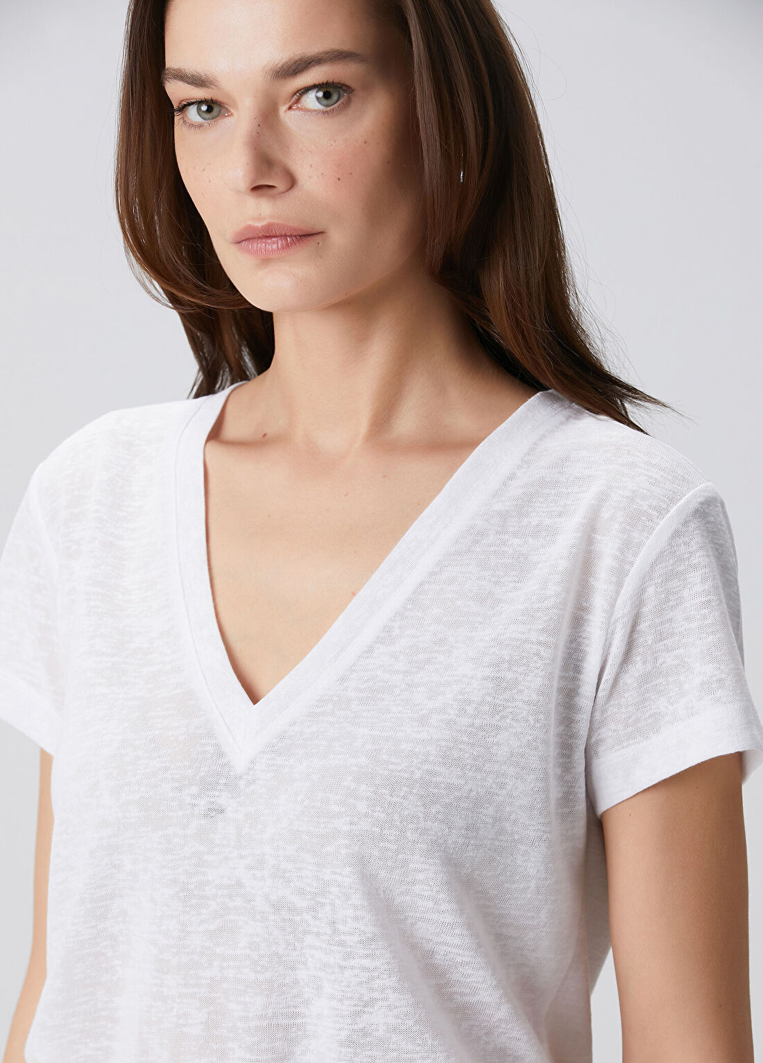 Beymen Collection Kırık Beyaz Keten Görünümlü T-shirt görsel 2