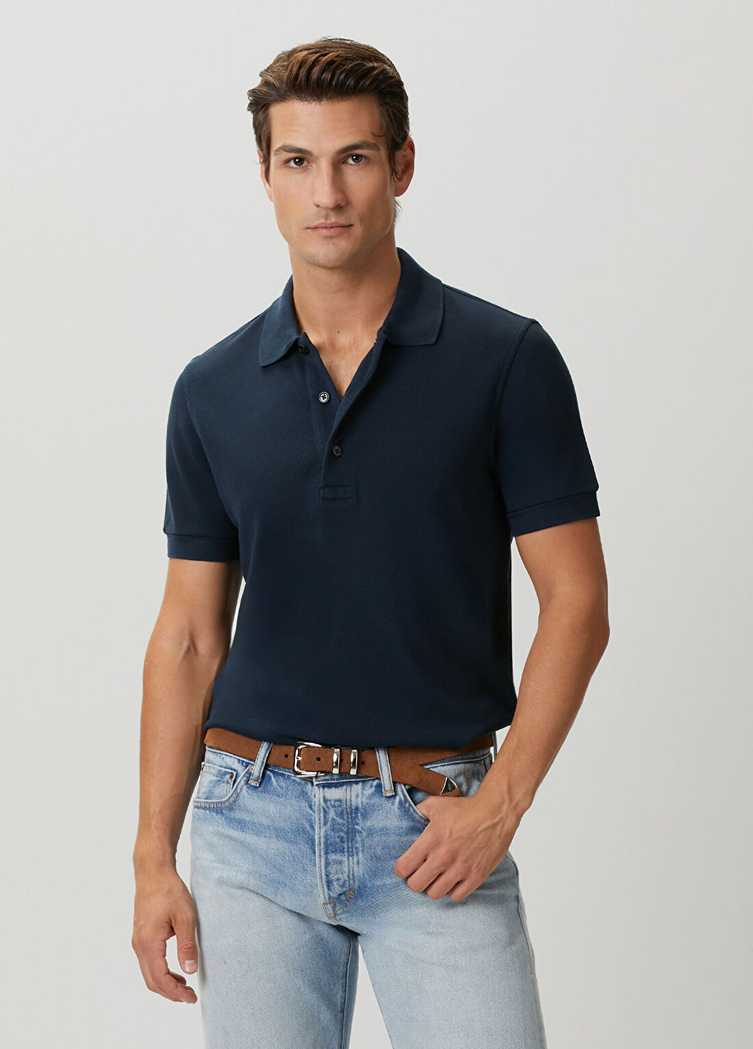 Tom Ford Lacivert Polo Yaka T-shirt