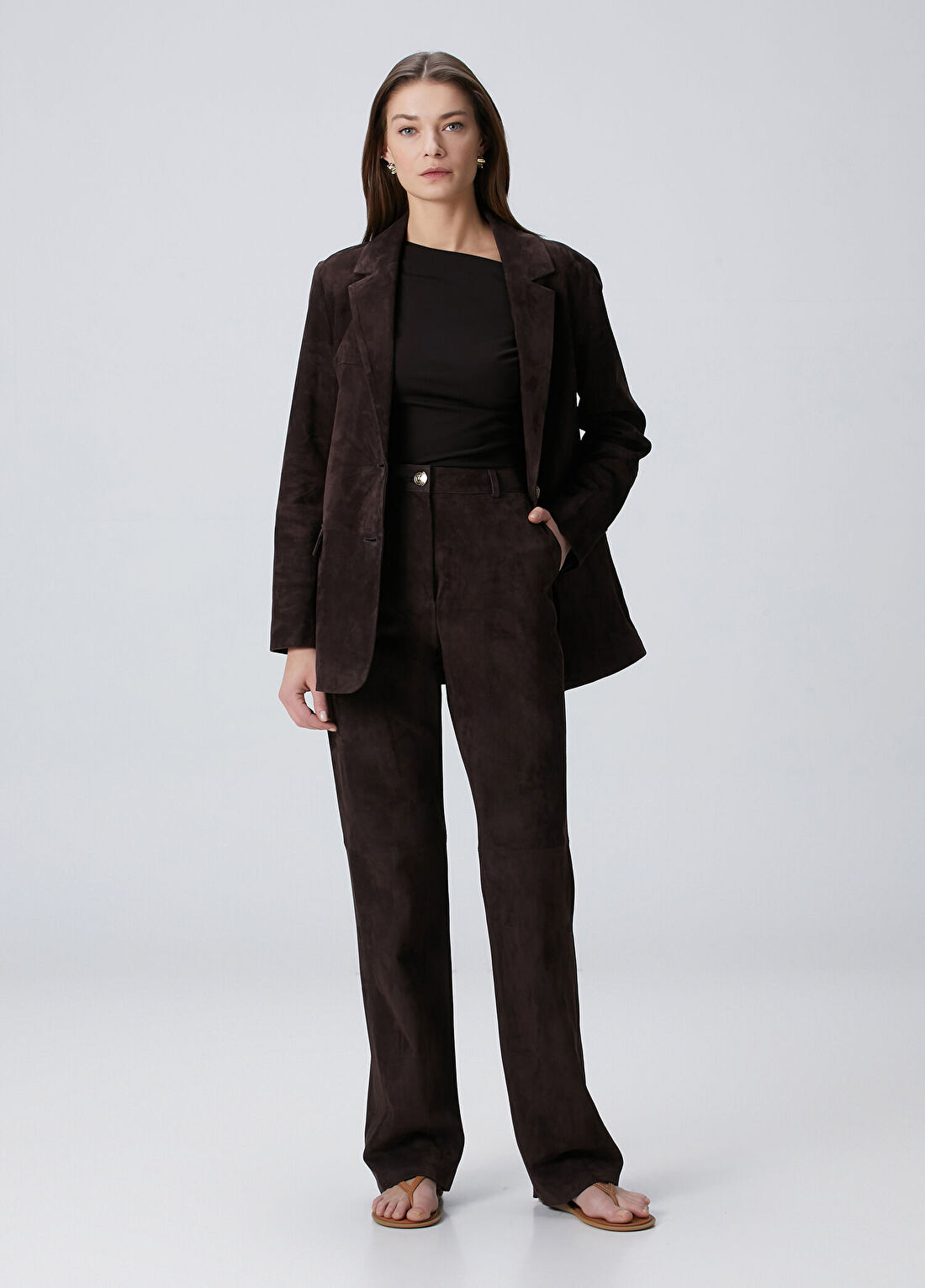 Beymen Collection Kahverengi Süet Pantolon