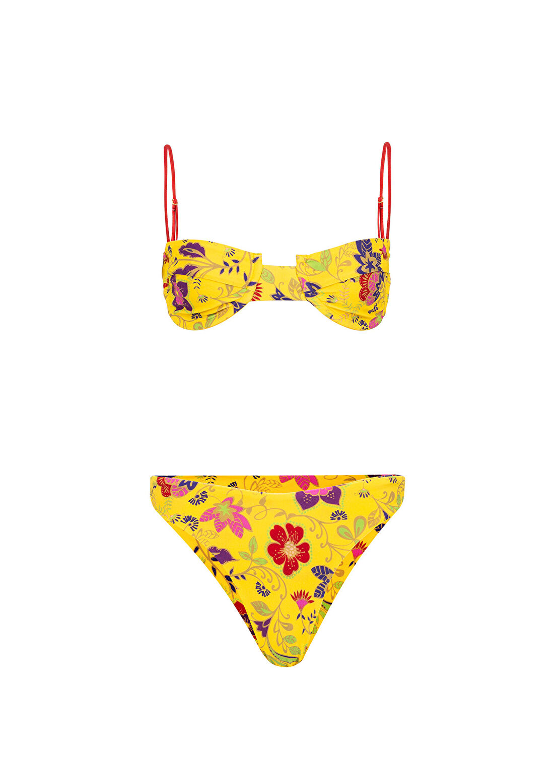 Lyn Swimwear Camie Sarı Çiçek Desenli Kadın Balconette Bikini Takımı
