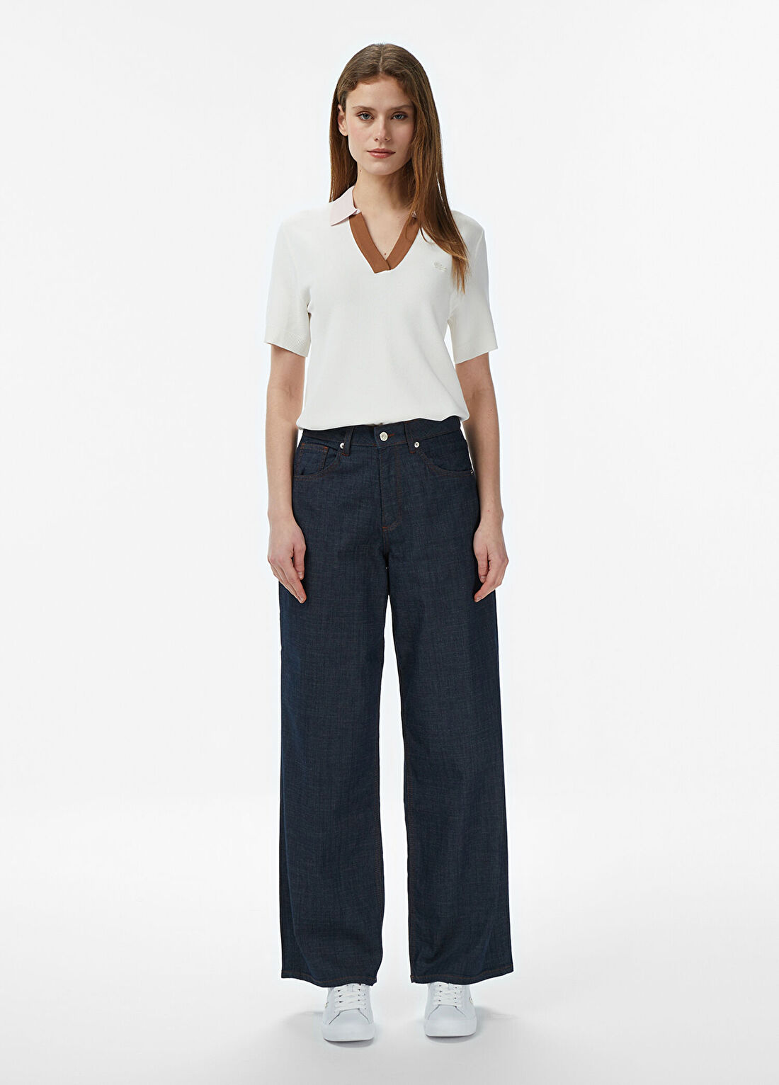 Lacoste Koyu Mavi Regular Fit Kadın Jean Pantolon