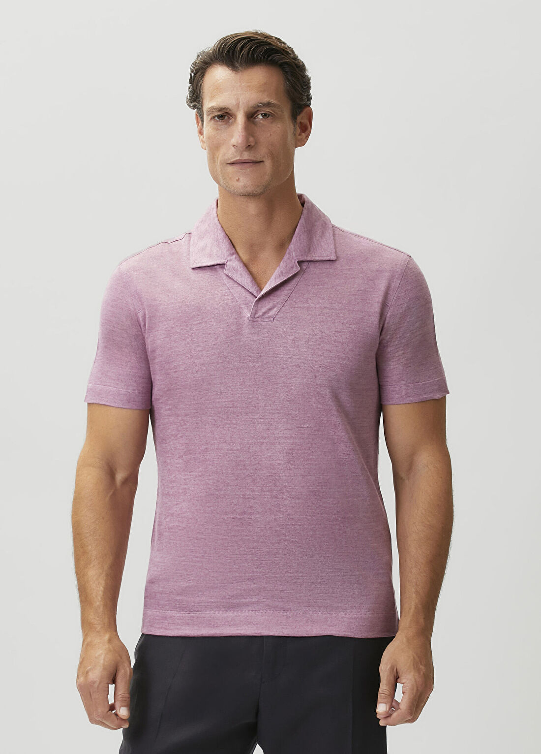 Zegna Mor Polo Yaka Keten T-shirt