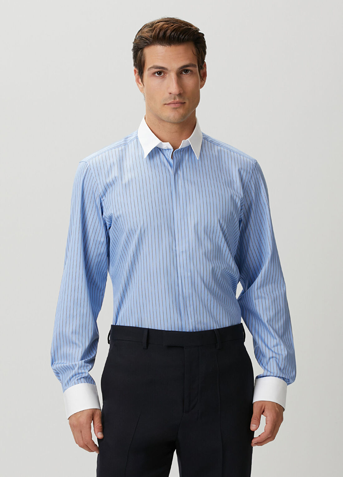 Tom Ford Classic Fit Mavi Çizgi Desenli Gömlek