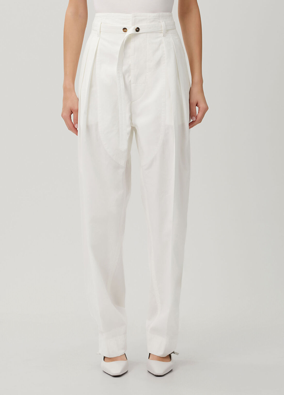 Bottega Veneta Beyaz Pileli Pantolon görsel 2