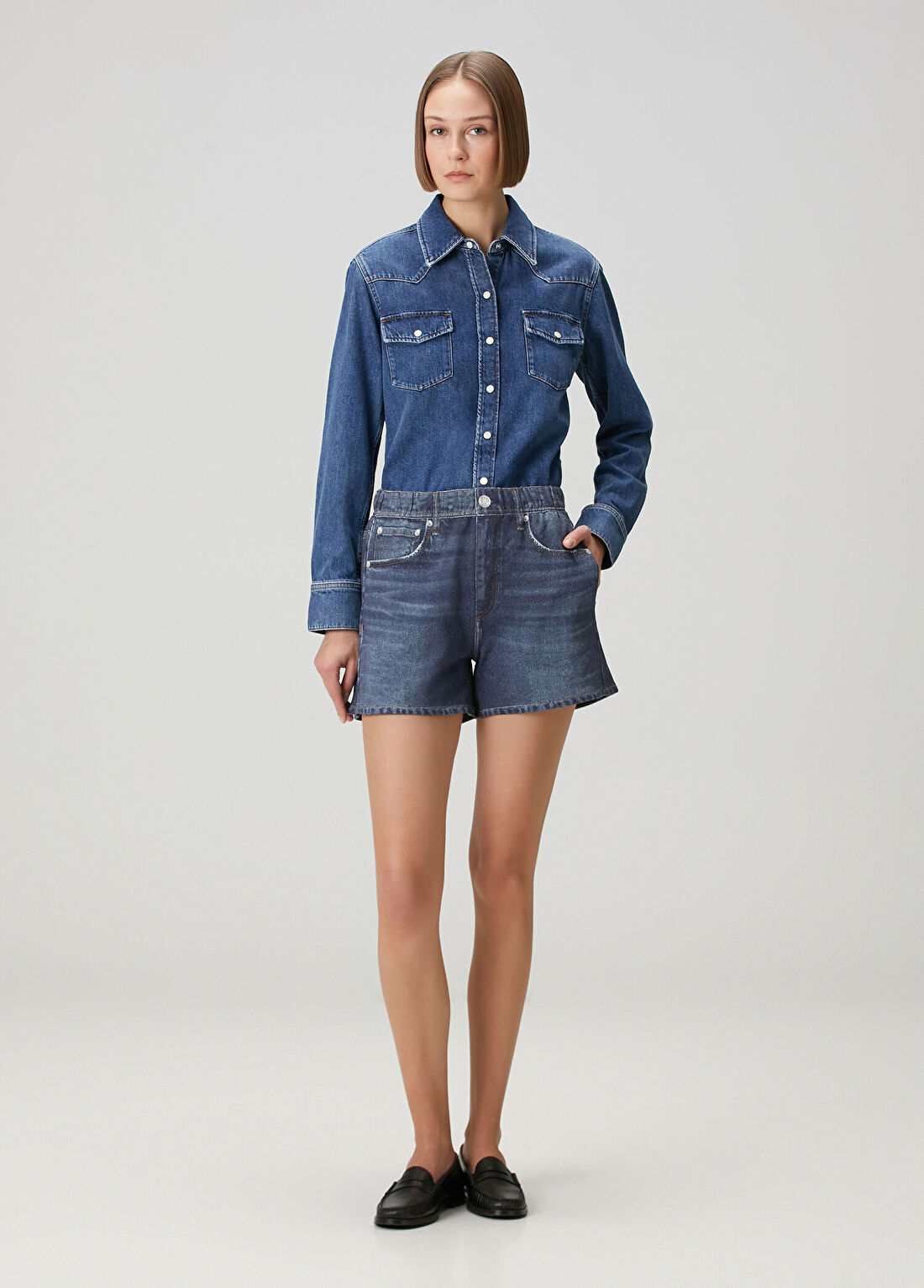 Rag&Bone Koyu Mavi Denim Şort