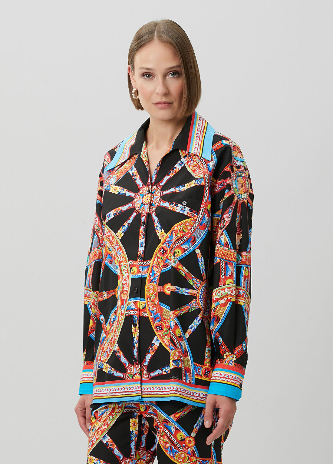 Dolce&Gabbana Carretto Siyah Desenli Gömlek görsel 3
