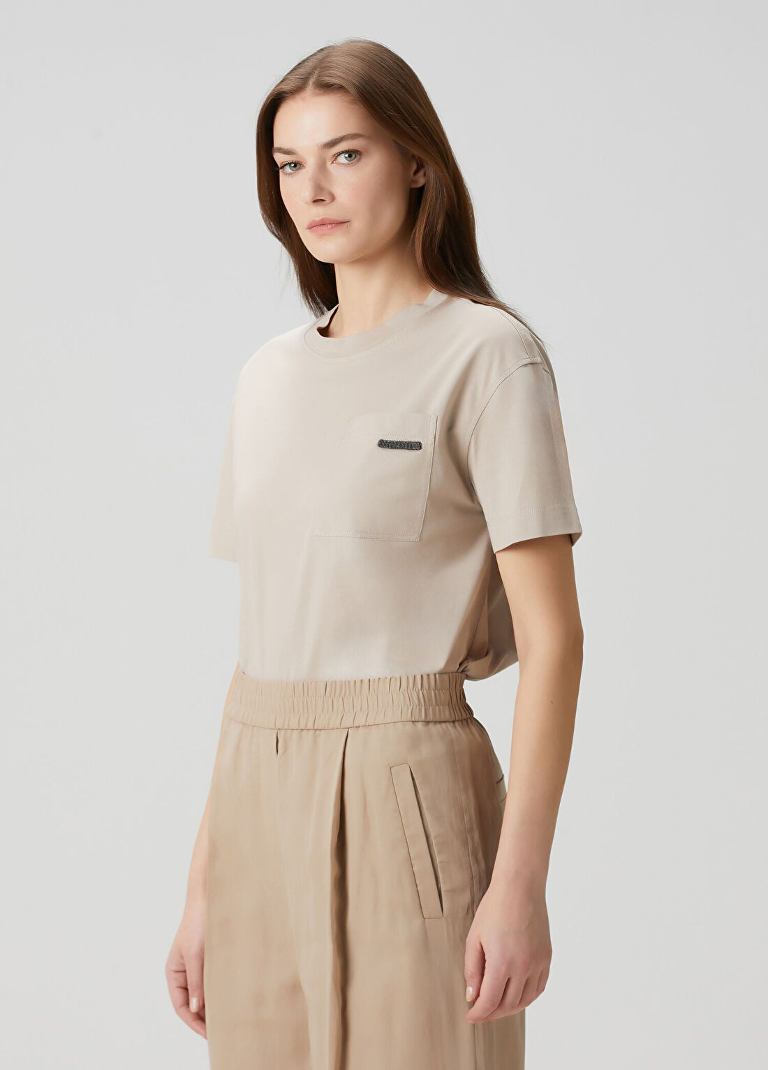 Brunello Cucinelli Bej T-shirt görsel 3