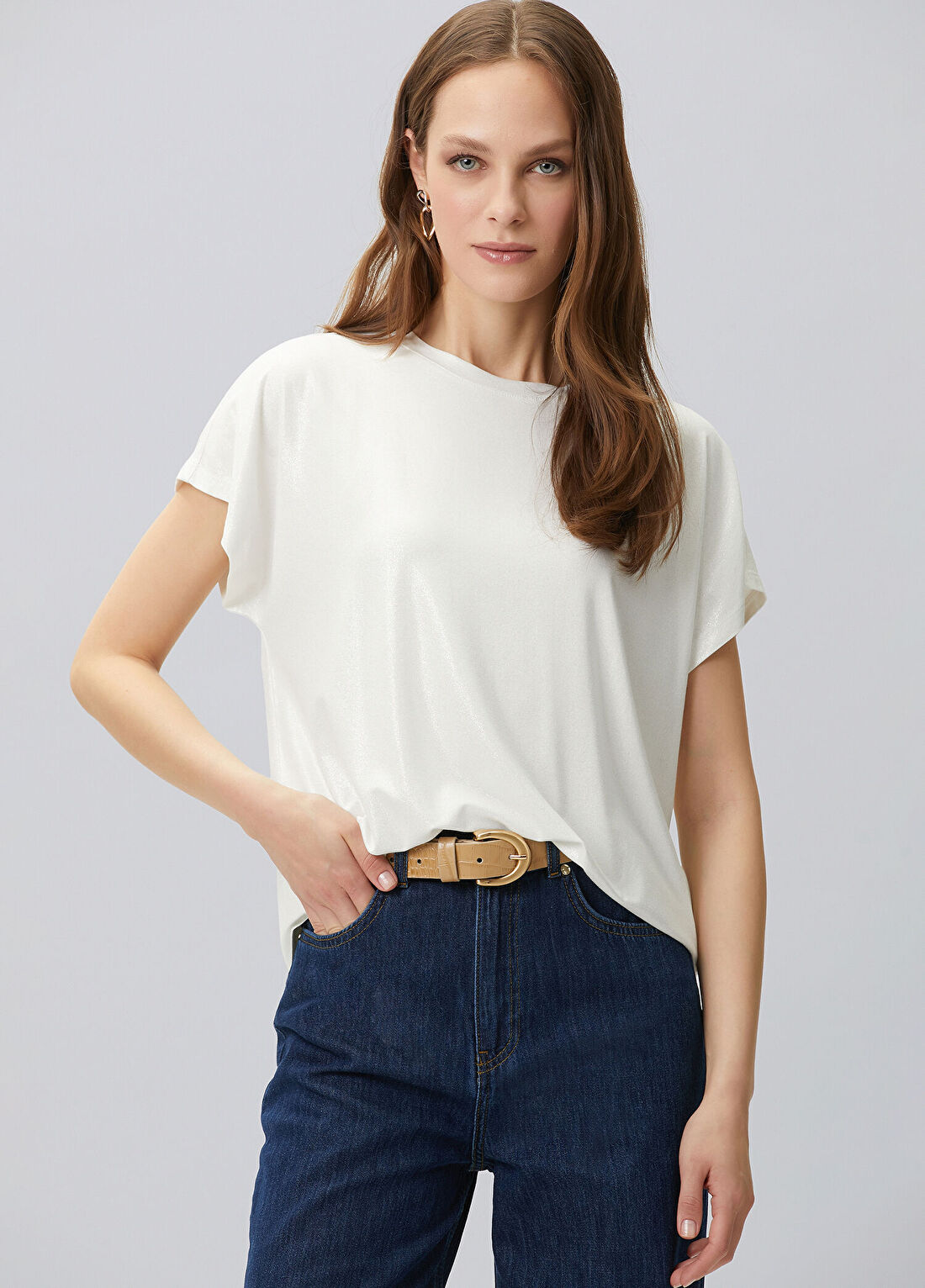 Network Kırık Beyaz Varak Baskılı T-shirt