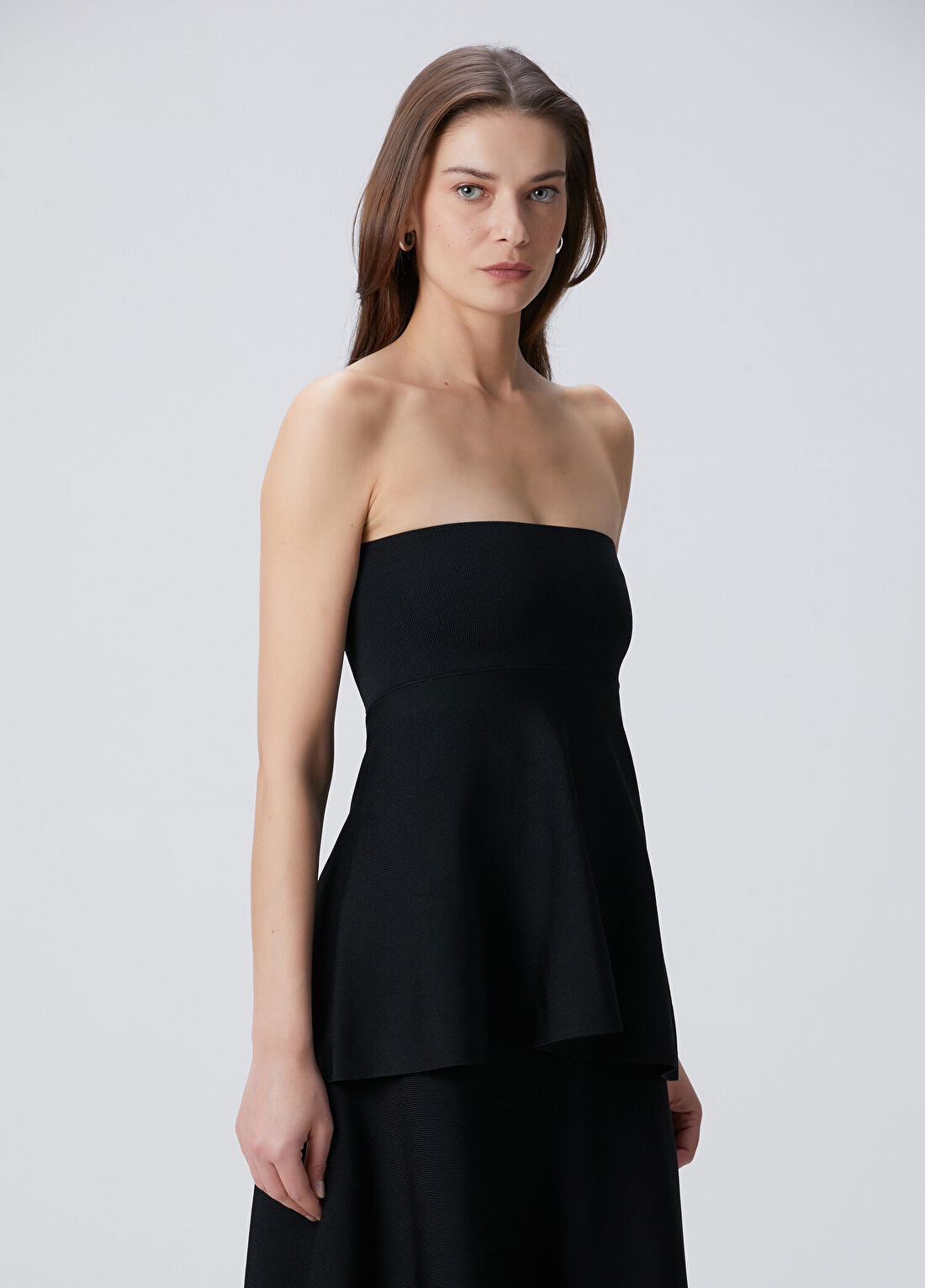 Beymen Collection Siyah Straplez Volanlı Triko görsel 4