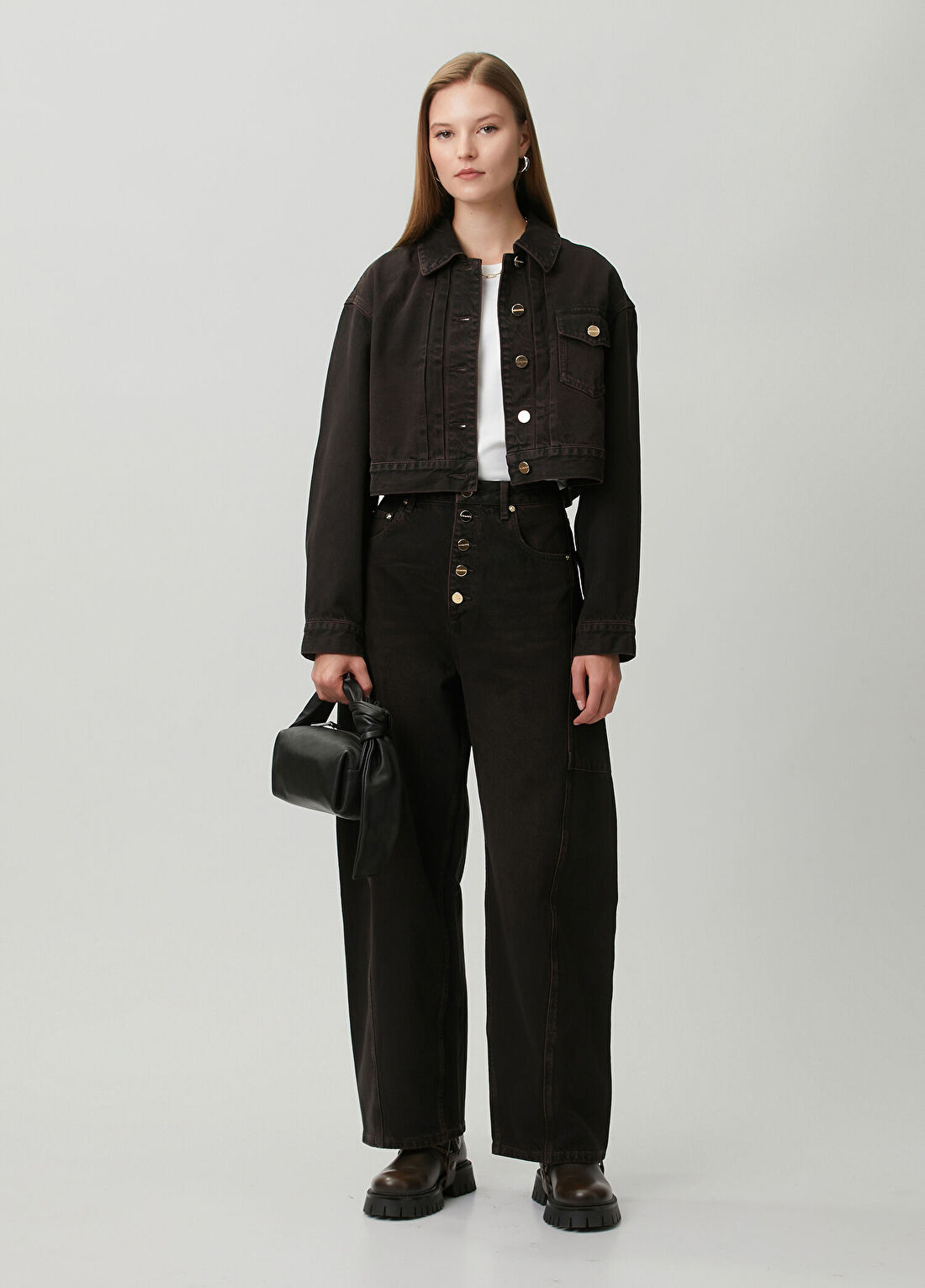 AllSaints Carter Kahve Lacivert Button Jean Pantolon