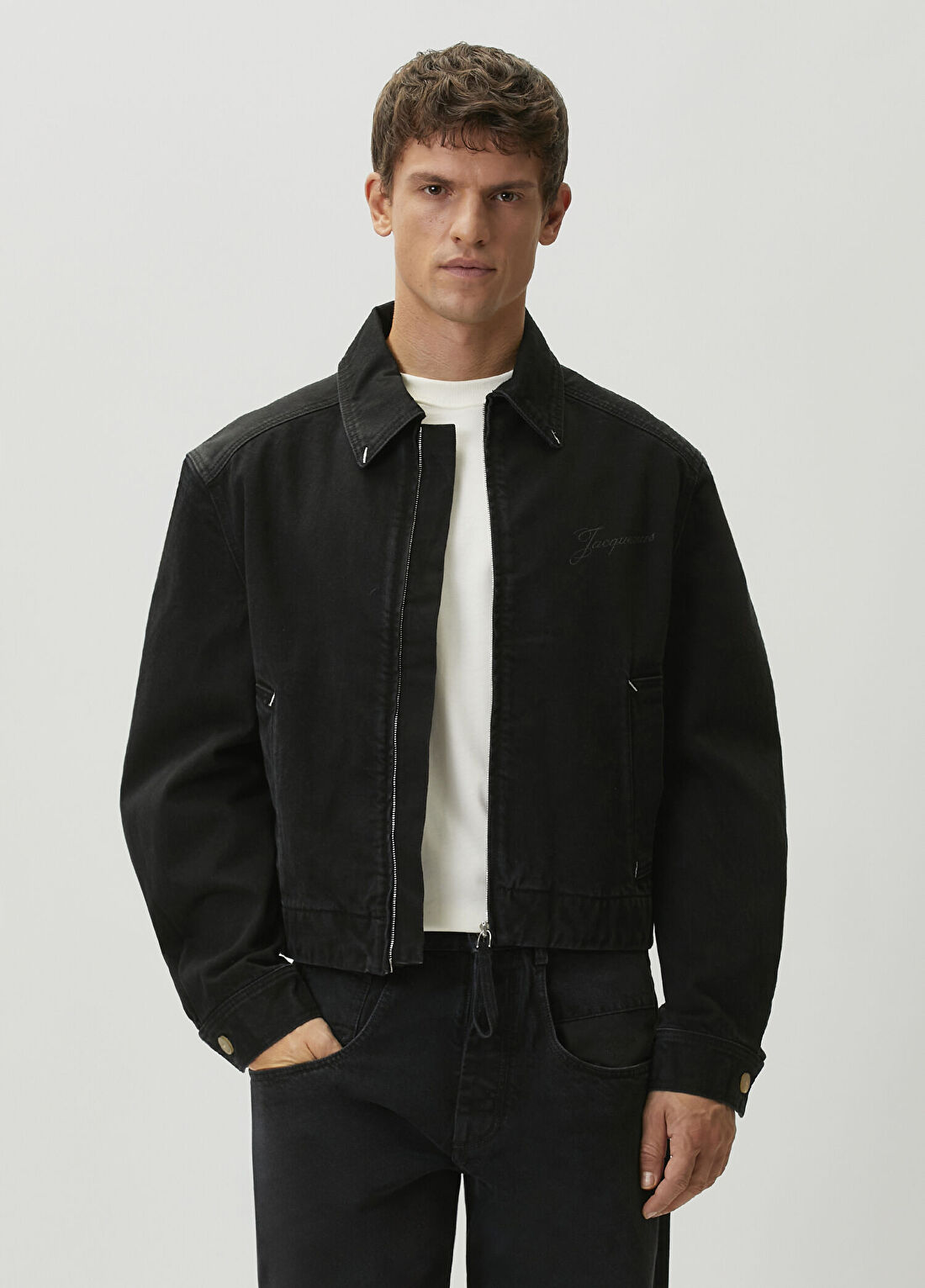 Jacquemus Siyah Logo Nakışlı Denim Ceket