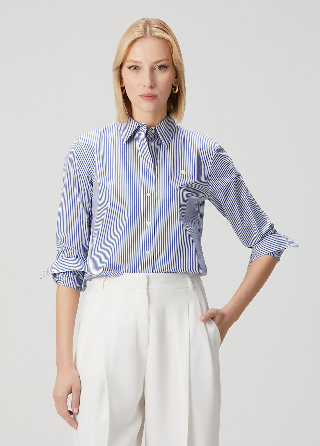 Lauren Ralph Lauren Mavi Beyaz Çizgili Gömlek
