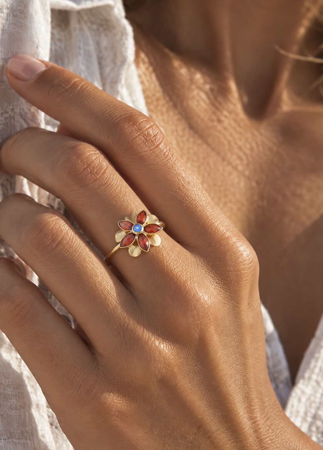 Orena Jewelry Lacia Ruby 14 Ayar Altın Kadın Yüzük görsel 2