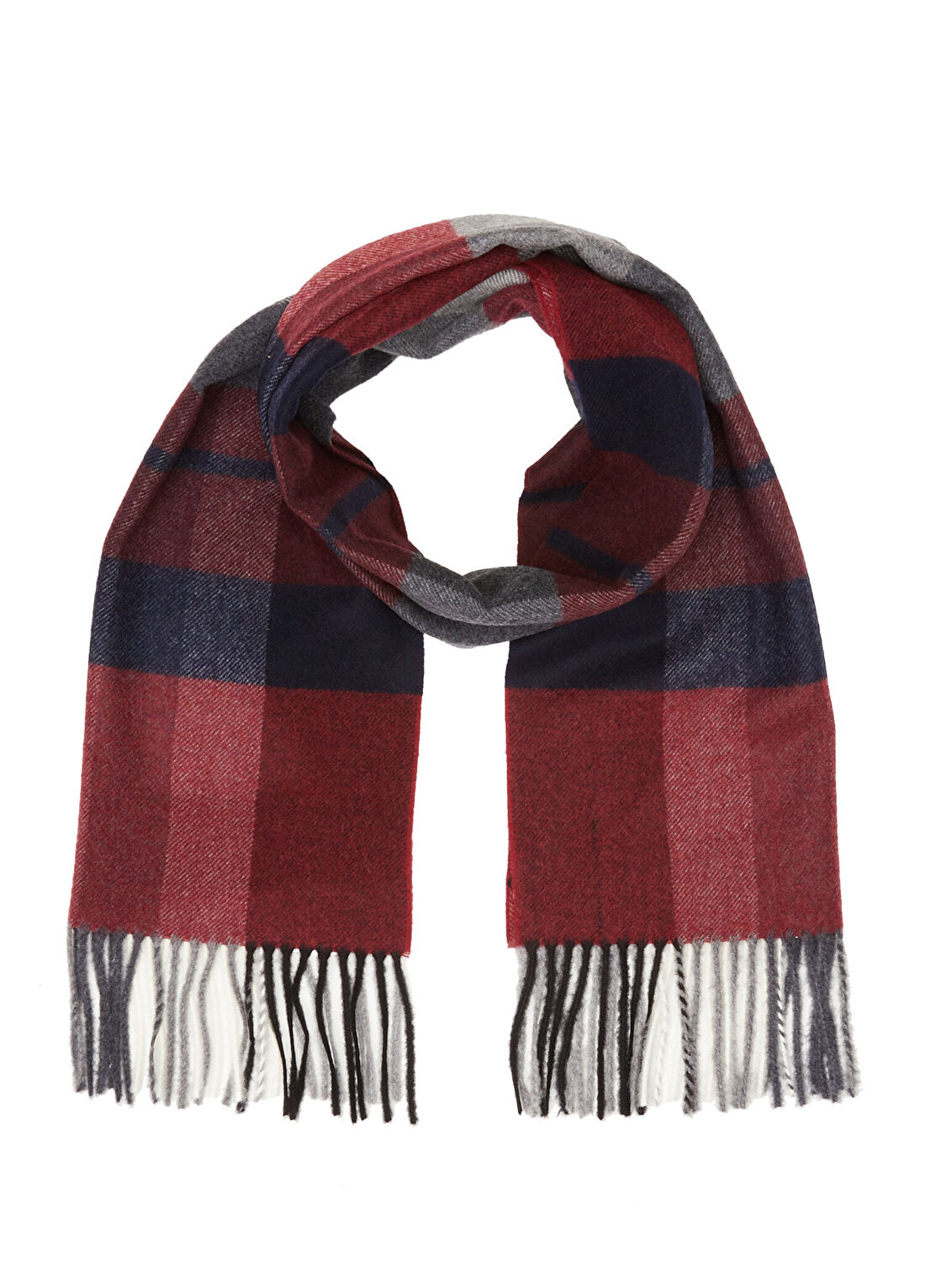 Beymen Collection Bordo Ekose Desenli Erkek Yün Atkı