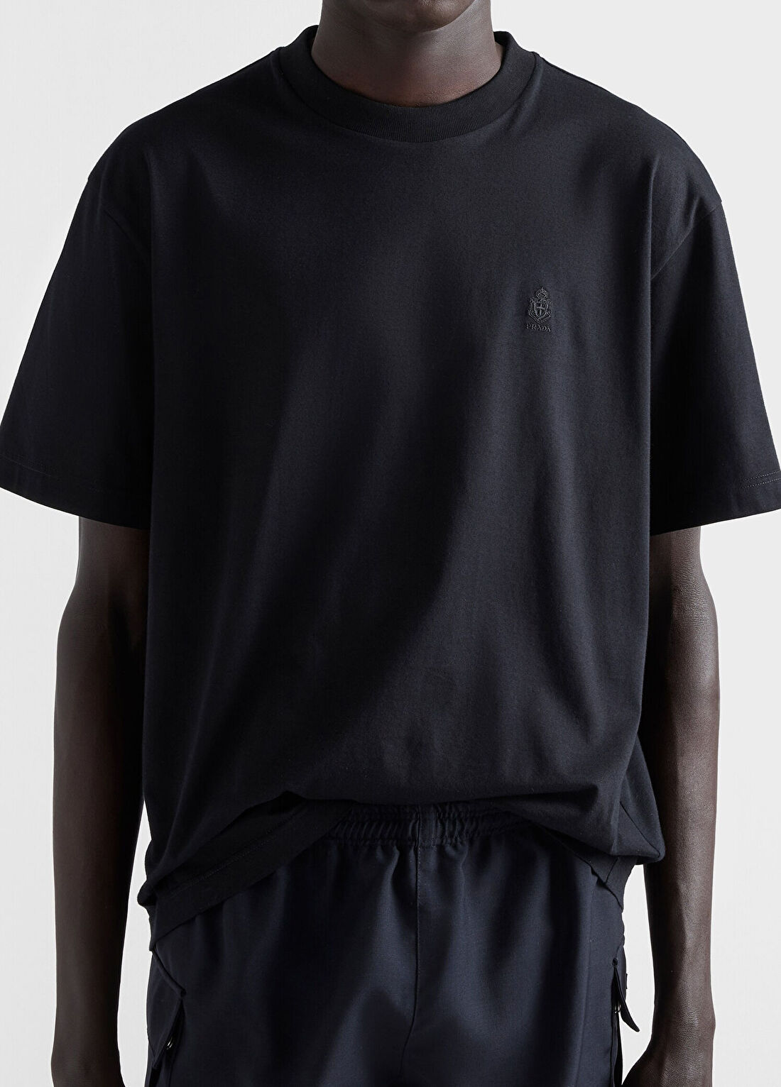 Prada Siyah Pamuklu Kısa Kollu Erkek T-Shirt görsel 4