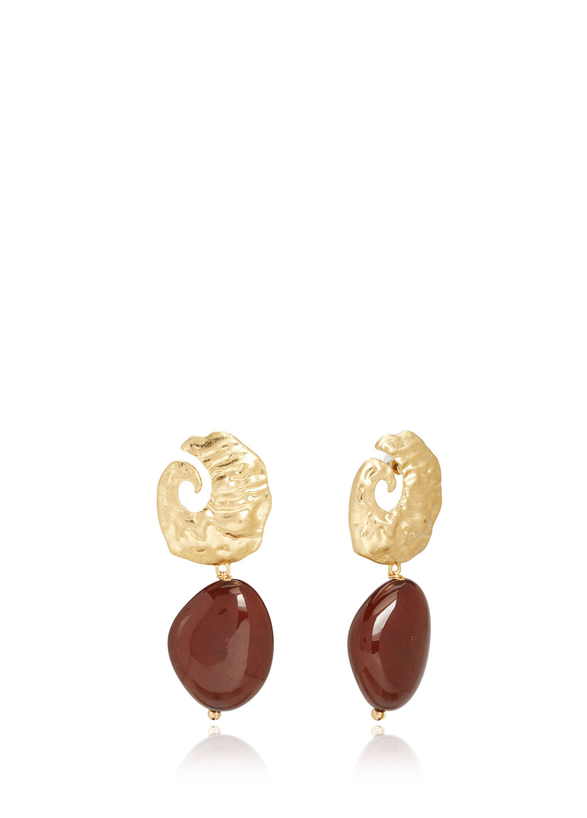 Beymen Club Gold Stone Detail Women's Large Earrings - 3