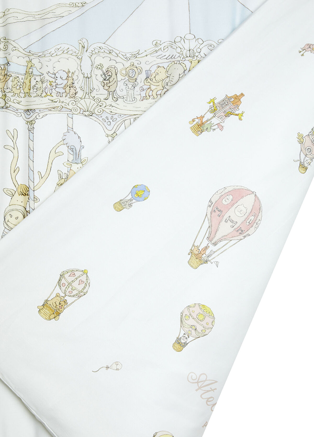 Atelier Choux Mavi Carousel Baskılı Çift Taraflı Yorgan - 3