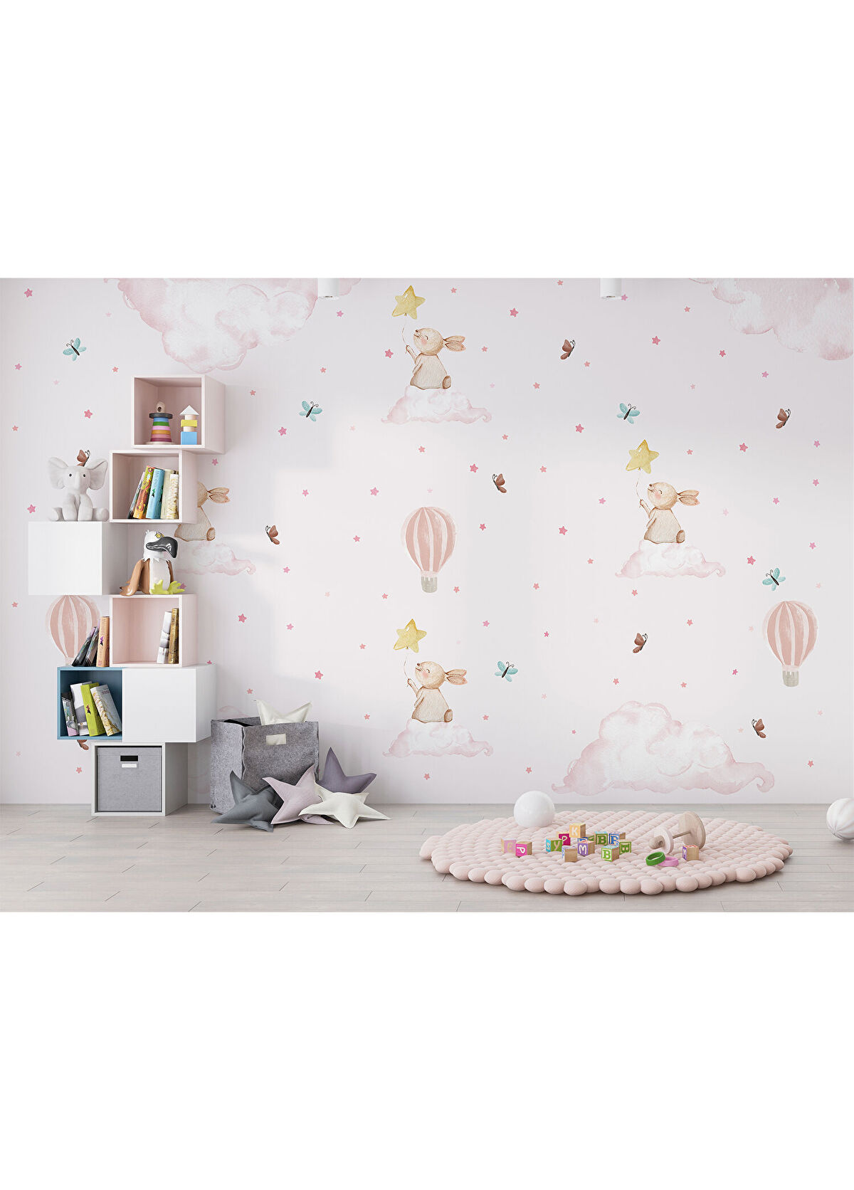 Pop By Gaea Rabbit Balloon Pink Kız Bebek Duvar Kağıdı 300 x 265 cm - 3