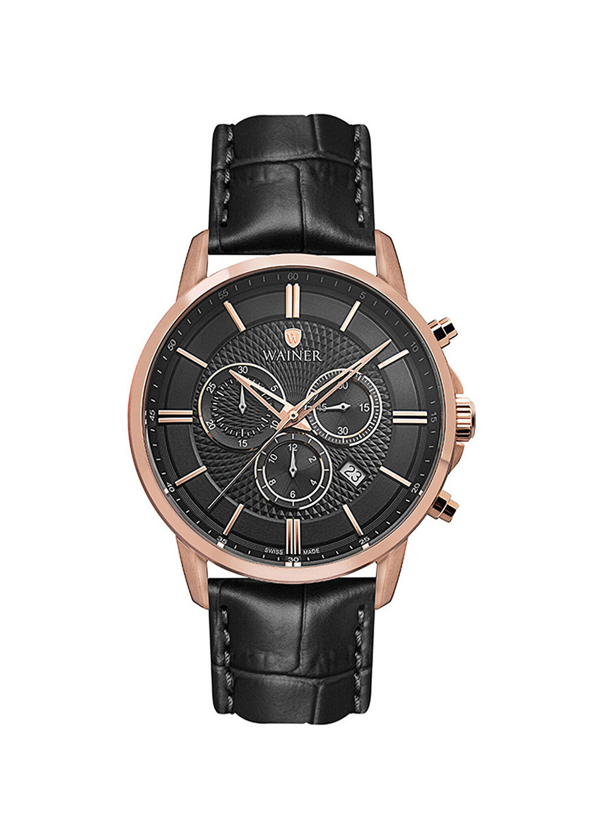 Wainer 19595-D Siyah Çelik Erkek Kol Saati - 1