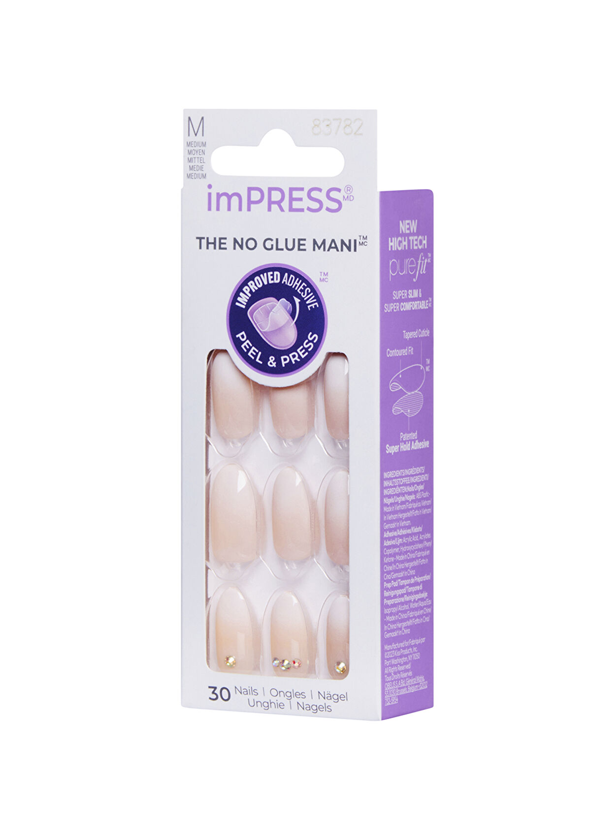 Impress Taşlı Ombre Kendinden Yapışkanlı Uzun Takma Tırnak - 3