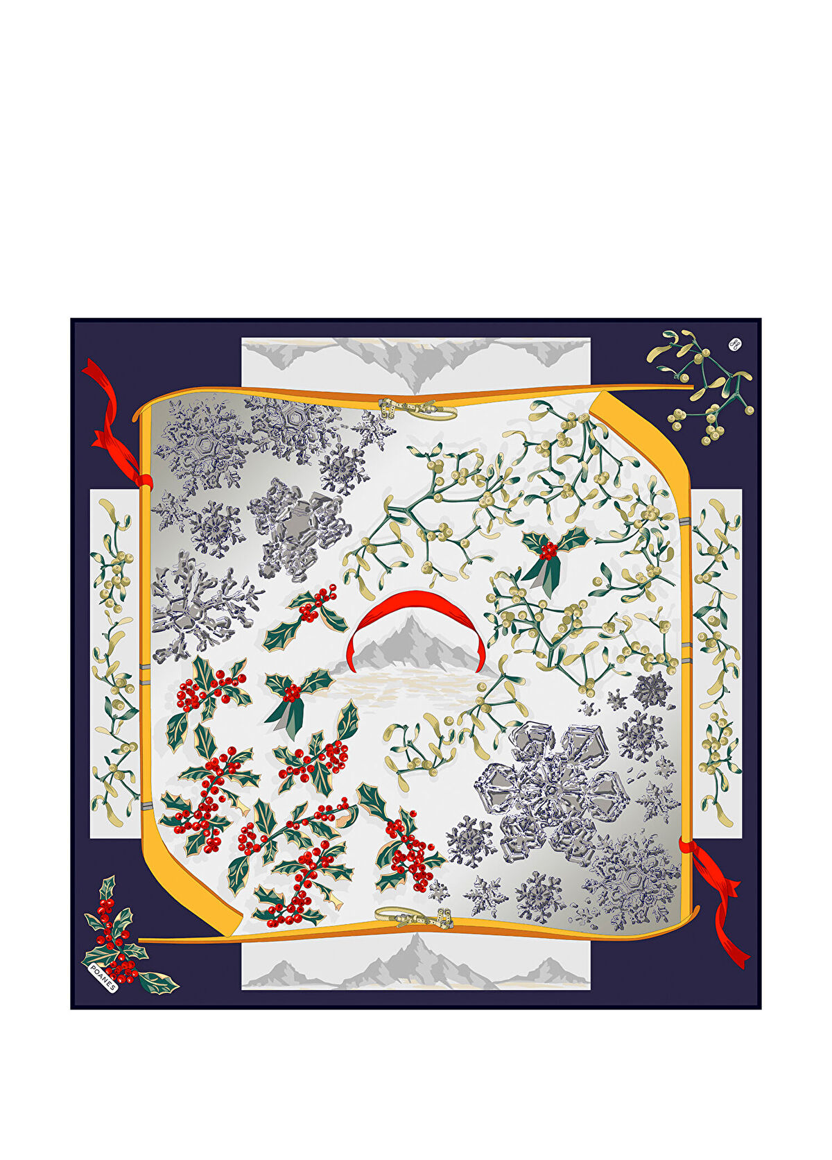 Poanes Snowflake Patterned Twill Silk Women's Scarf - 1