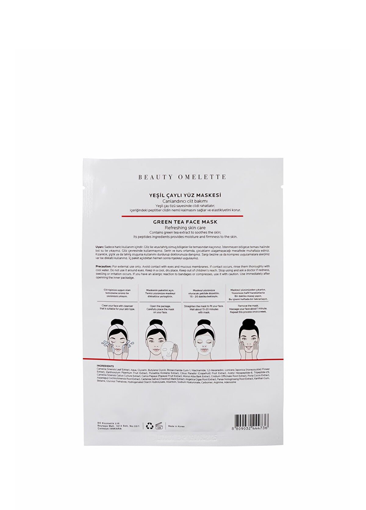 Beauty Omelette Yeşil Çaylı Canlandırıcı Yüz Maskesi 5x23 g - 3