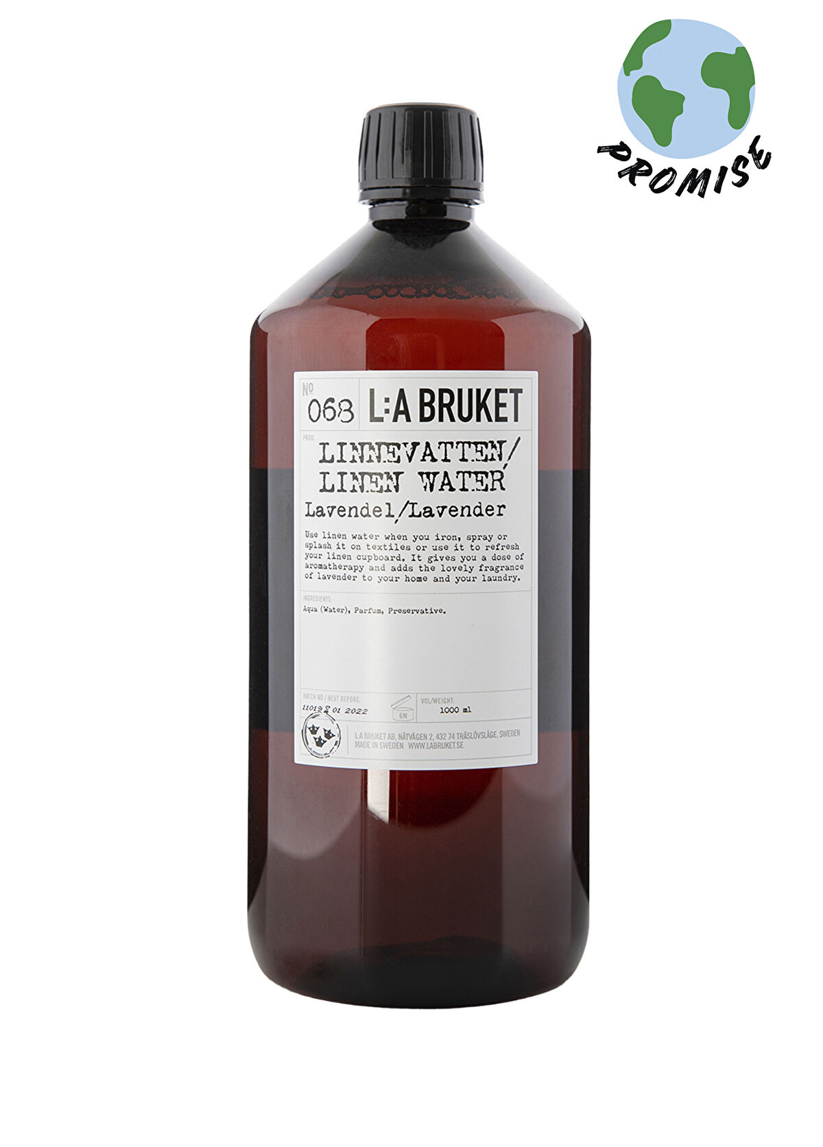L:A Bruket Linen Water Lavender 1000 Ml Home Perfume - 1