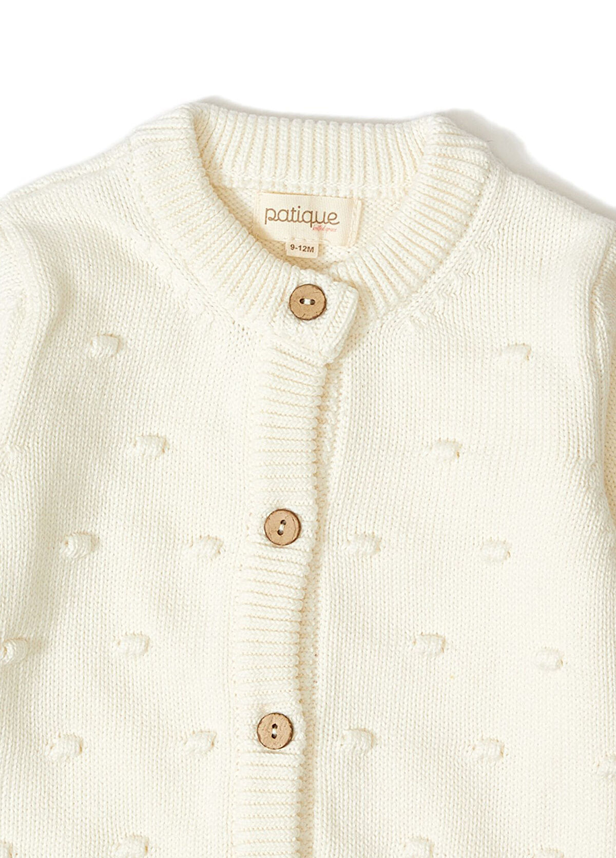 Patique Kids Ekru Baloncuk Desenli Organik Pamuk Triko Kız Bebek Hırka - 3