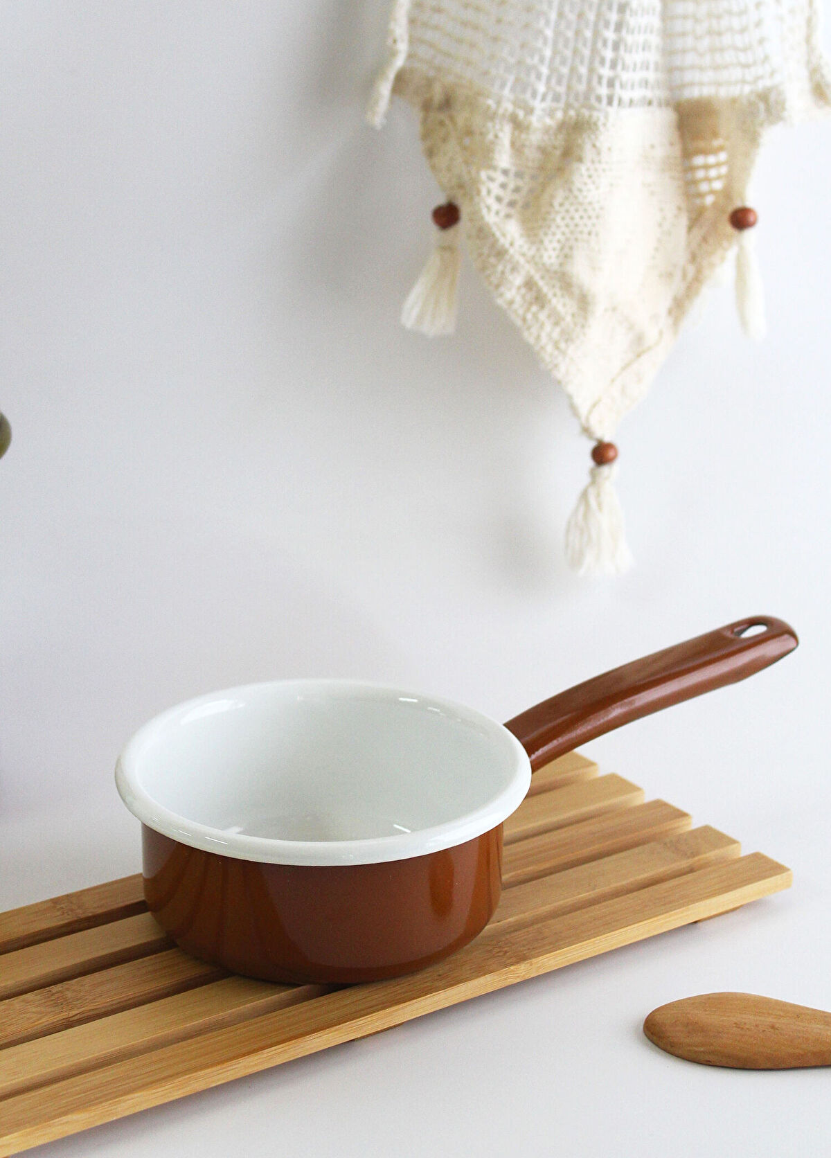 Elif Emaye Brown Enamel Gravy Pan - 3