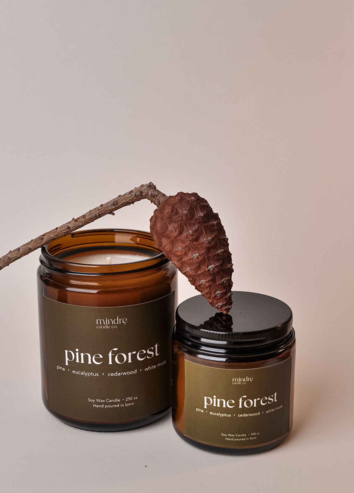 Mindre Candle Co. Amber Series Pine Forest Scented Soy Candle 250 ml - 3