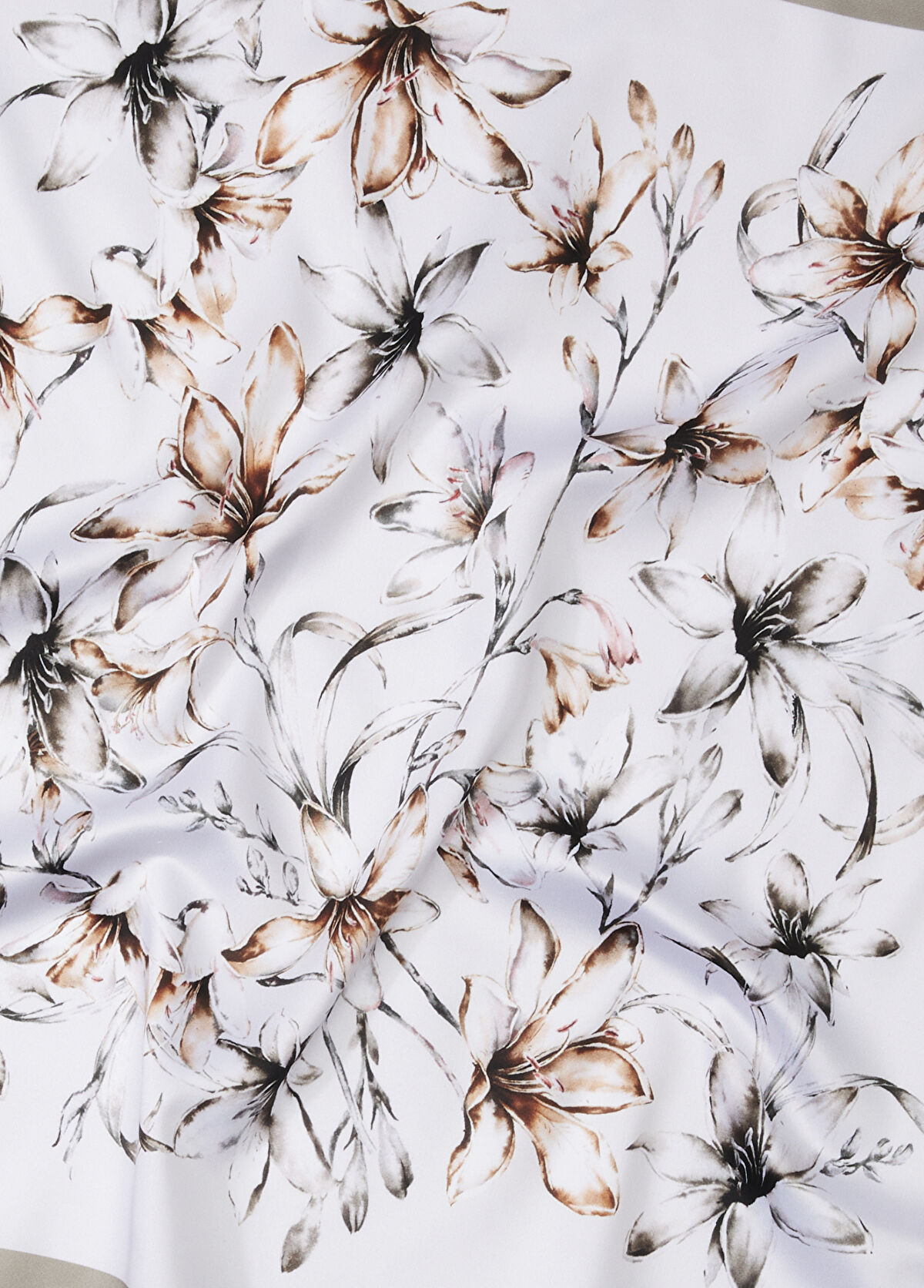 Beymen Club Cream Beige Patterned Women's Satin Scarf - 3