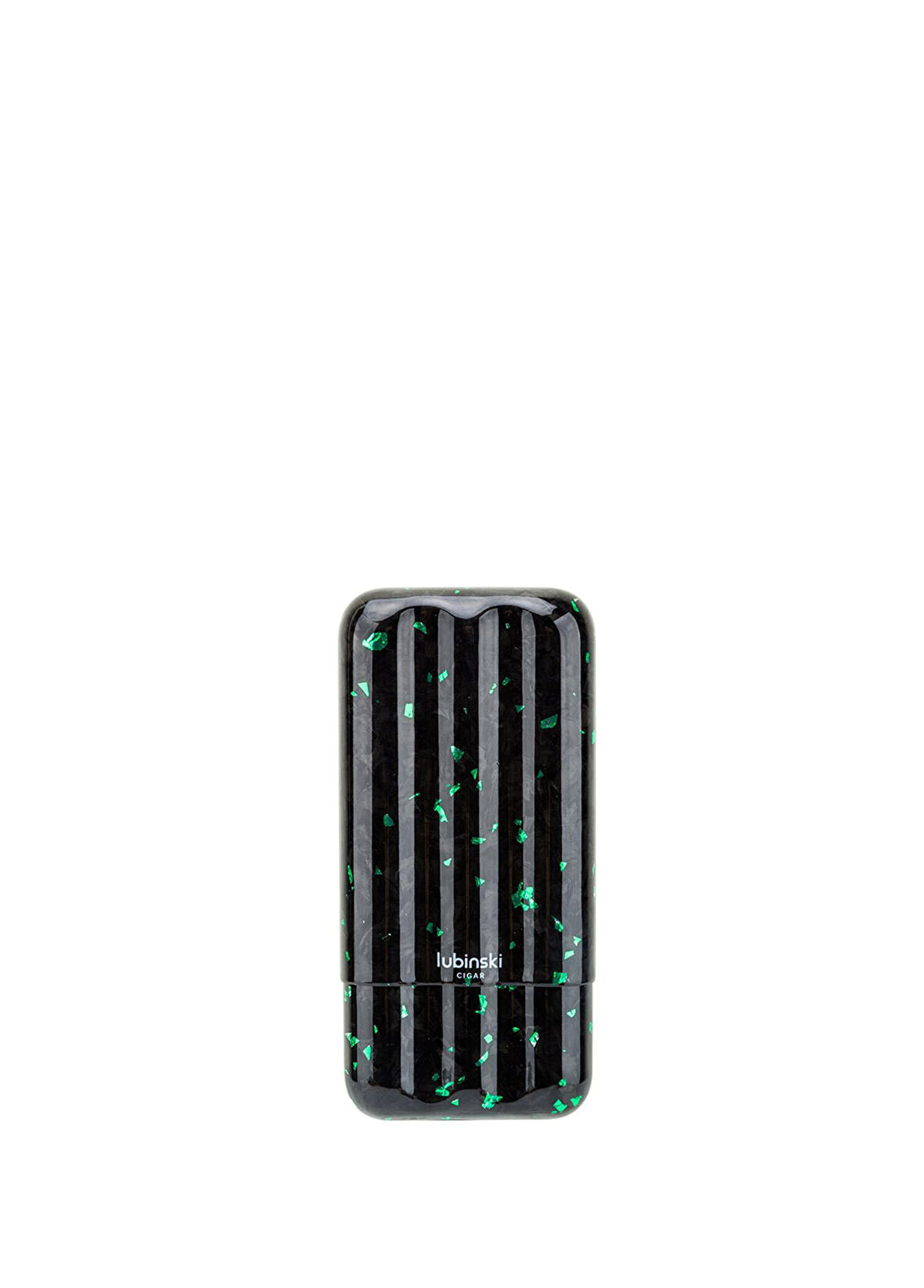 Lubinski Black-Green 60Ring Carbon Fiber 3-Pack Cigar Case - 1