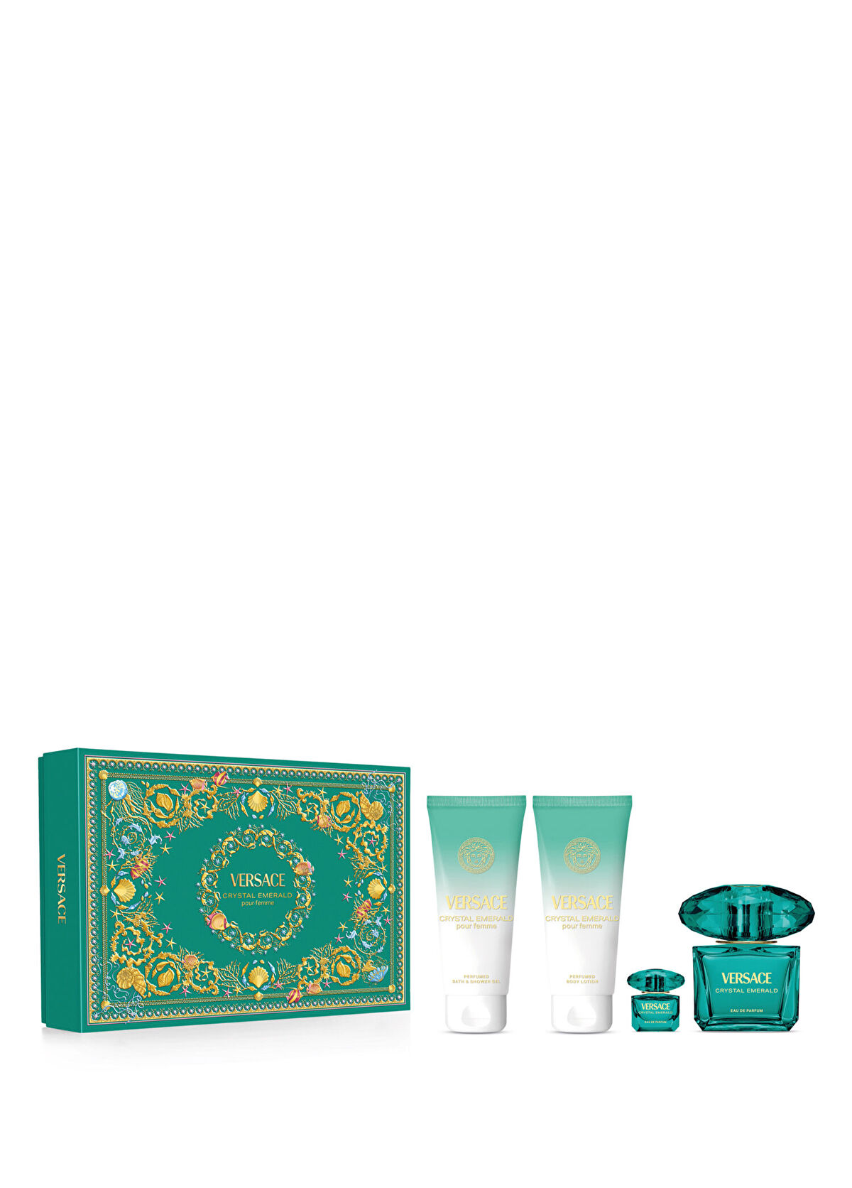 Versace Crystal Emerald EDP 90 ml Perfume + Shower Gel 100 ml + Body Lotion 100 ml + Miniature Women's Perfume Set - 1