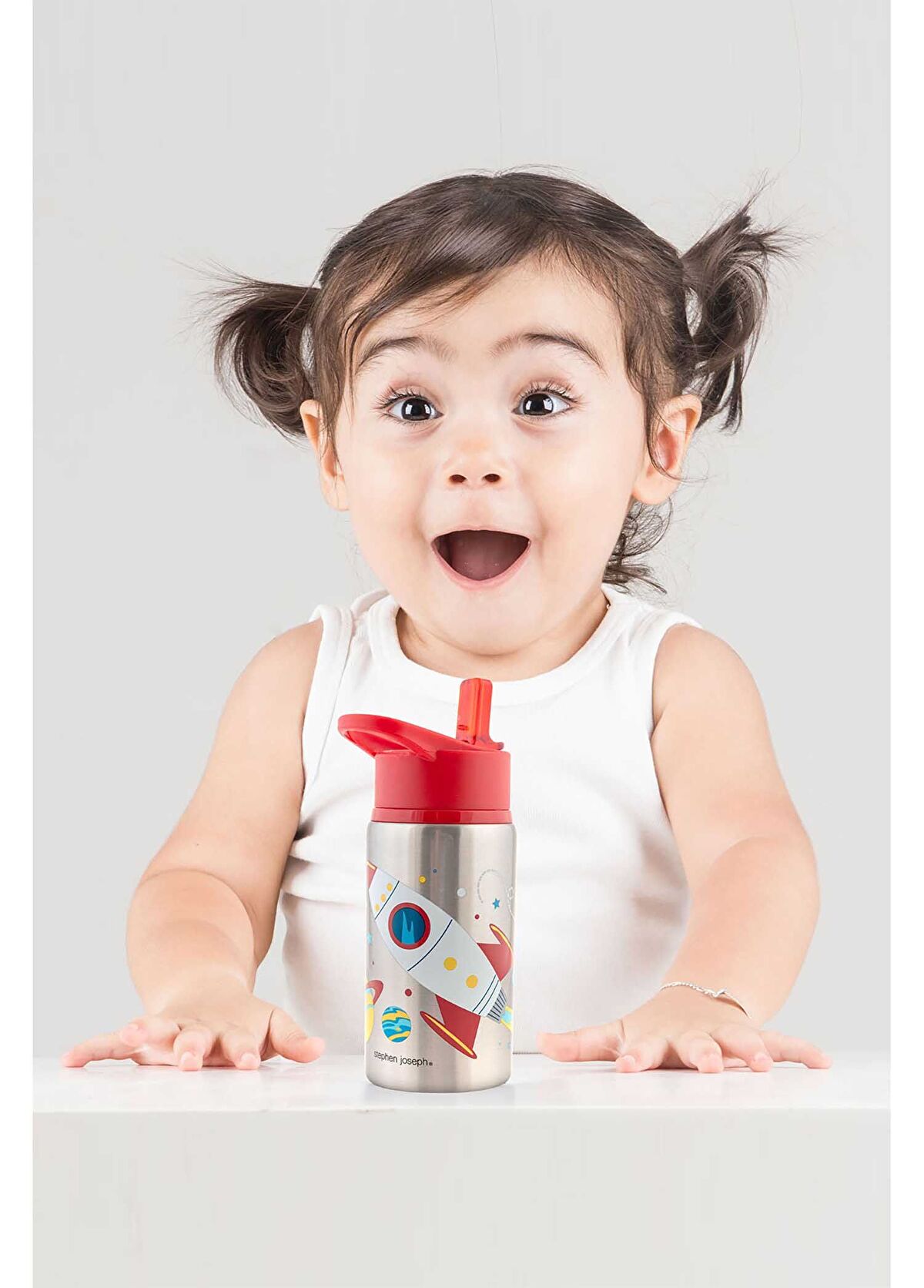 Stephen Joseph Uzay Desenli Kırmızı Kapak Çelik Suluk 530 ml - 3