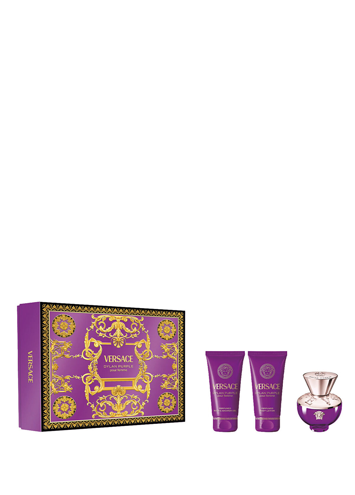 Versace Dylan Purple EDP 50 ml Perfume + Shower Gel 50 ml + Body Lotion 50 ml Women's Perfume Set - 1