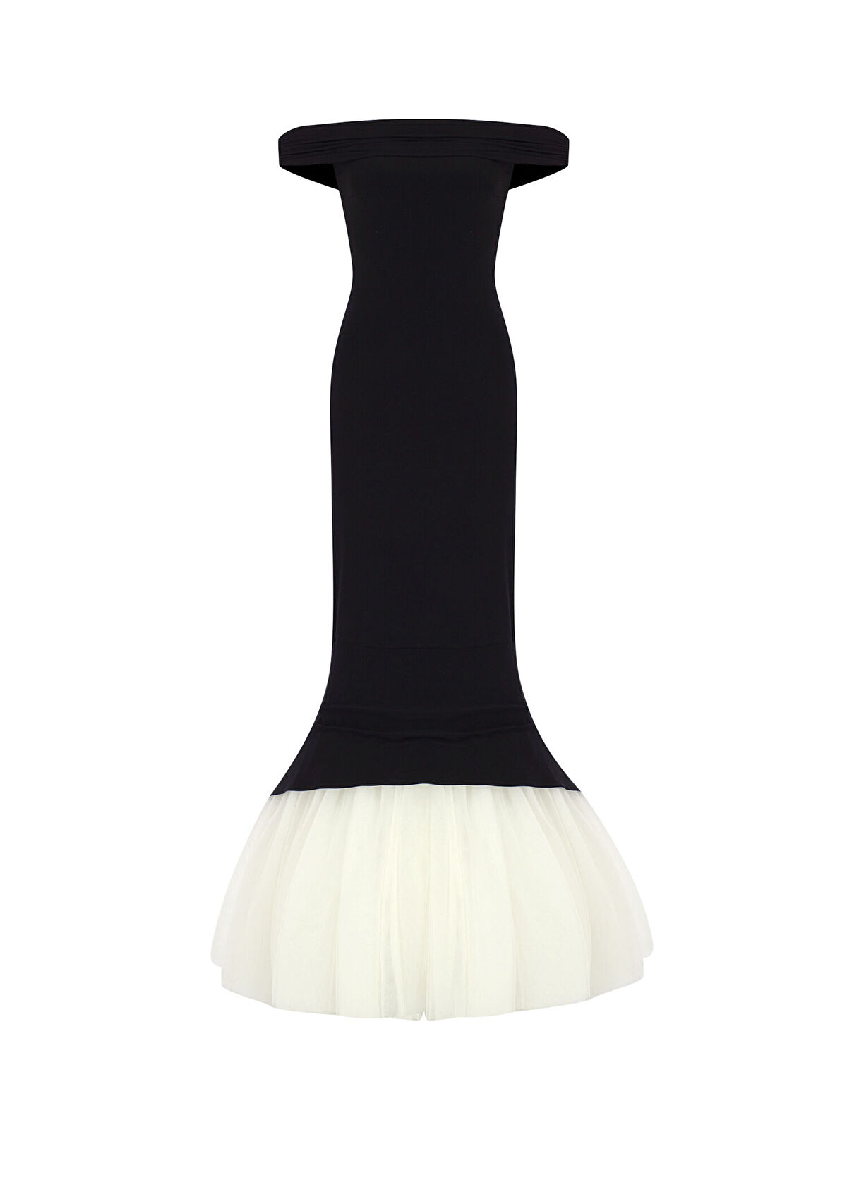 KLASSÉ Black Tutu Skirt Jersey Off-Shoulder Women's Long Evening Dress - 3