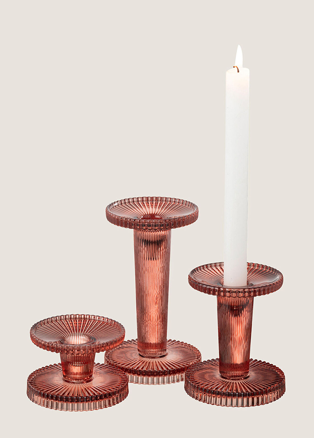 Chakra Kigo Red 3-Piece Candle Holder Set - 3