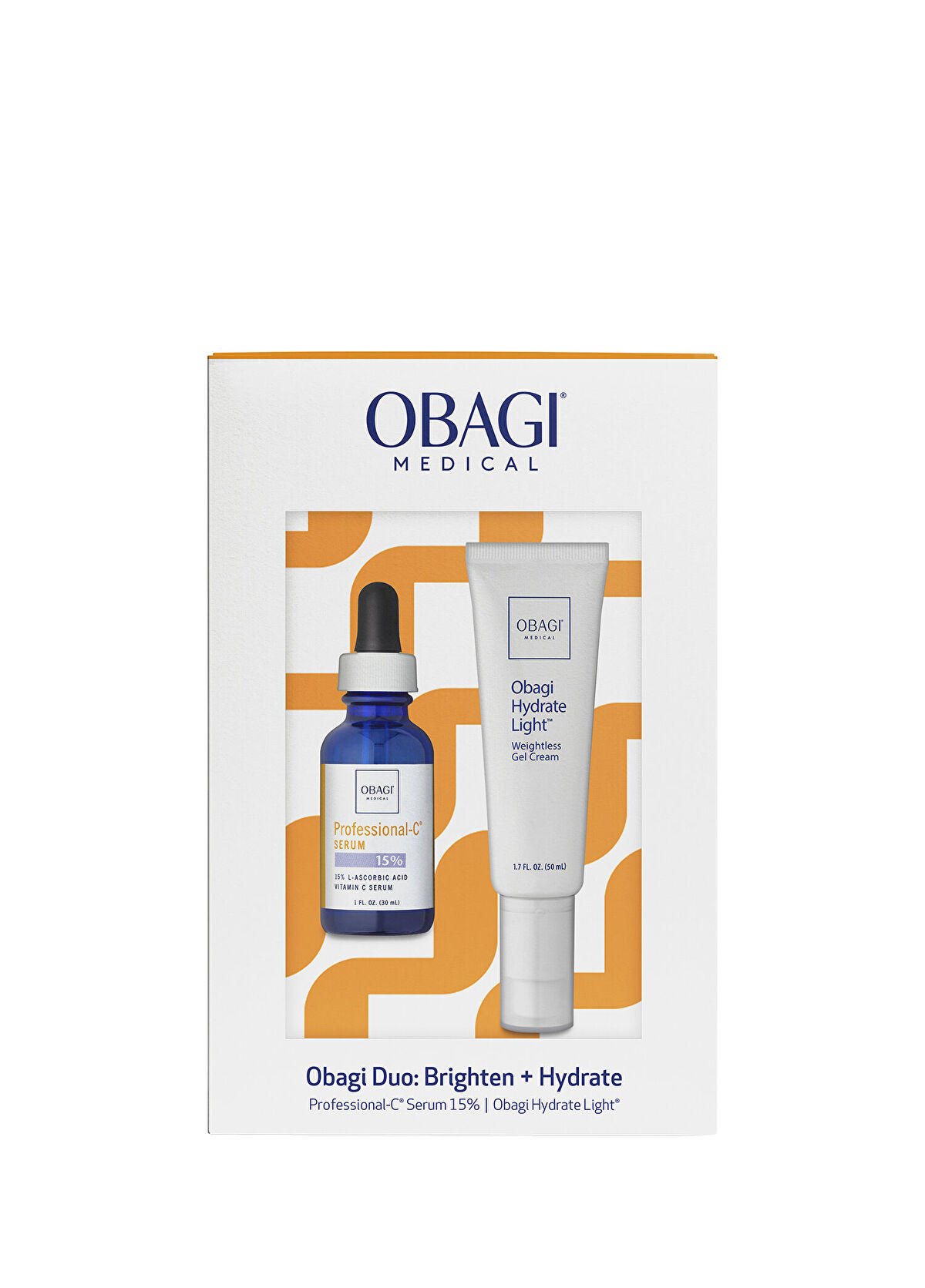 Obaci Medical Duo Brighten + Hydrate Professional-C® Serum 15% & Hydrate Light® Weightless Gel Cream Moisturizing 2-Piece Cillt Care Set - 3