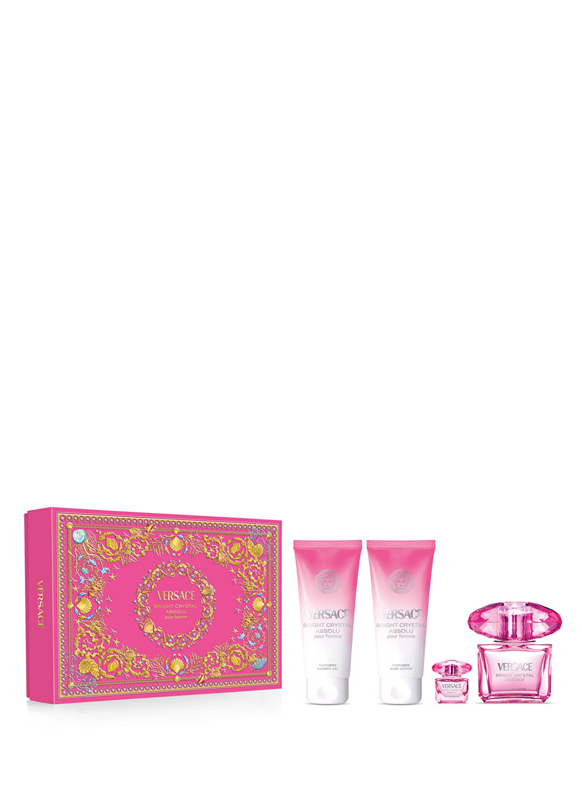 Versace Bright Crystal Absolu EDP 90 ml Perfume + Shower Gel 100 ml + Body Lotion 100 ml + Miniature 5 ml Women's Perfume Set - 1