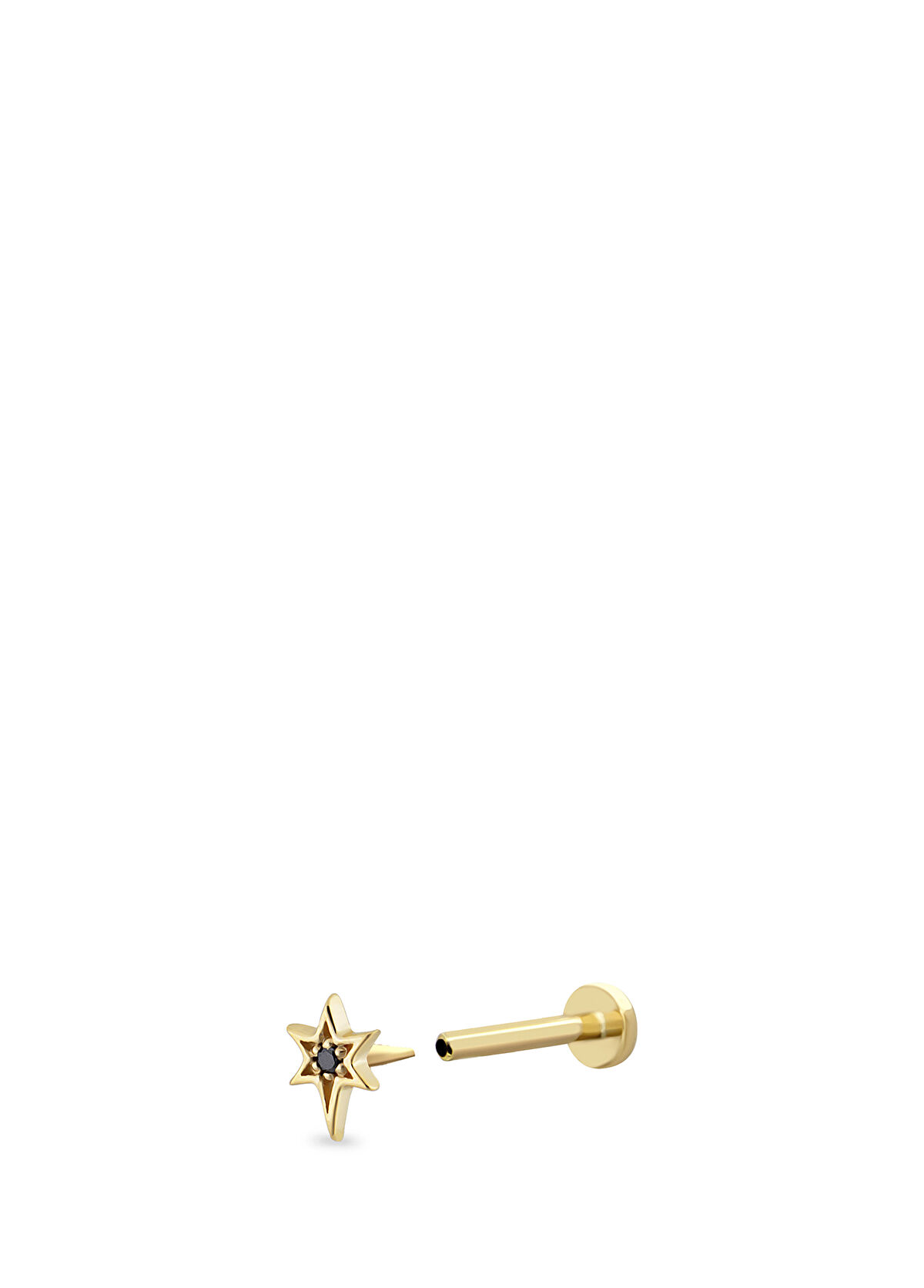 Nev Jewellery North Black Diamond Stone 14K Gold Women's Piercing - 3