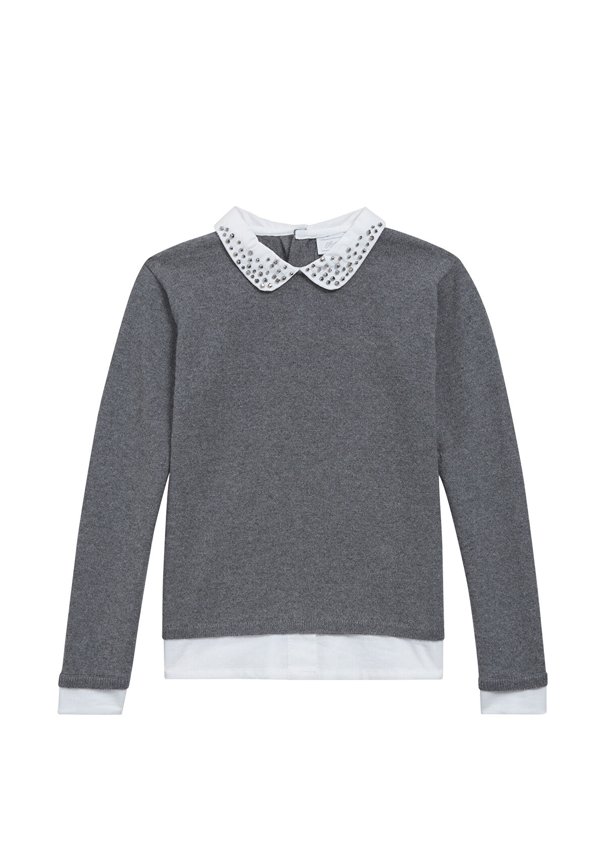Tartine Et Chocolat White Shirt Collar Grey Girl's Sweater - 1