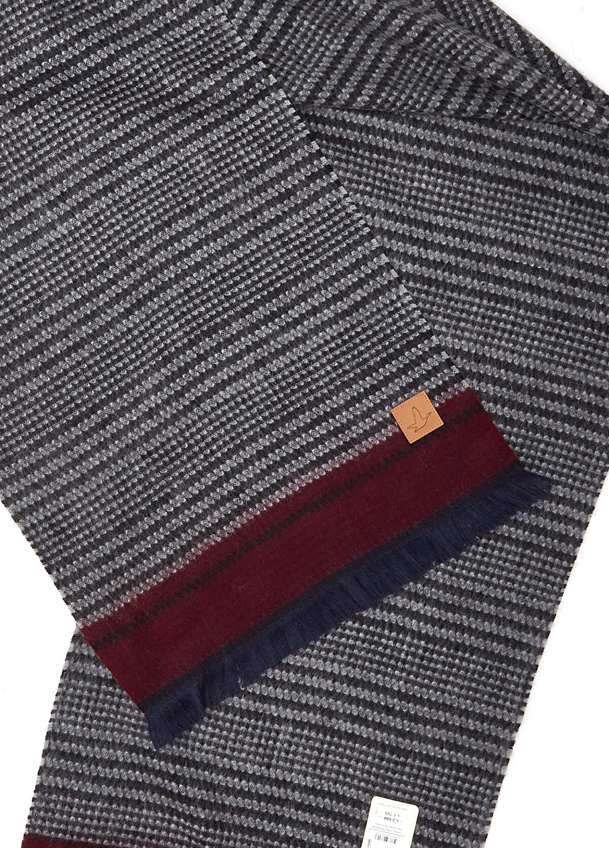 Beymen Club Bordo Gri Erkek Atkı - 3