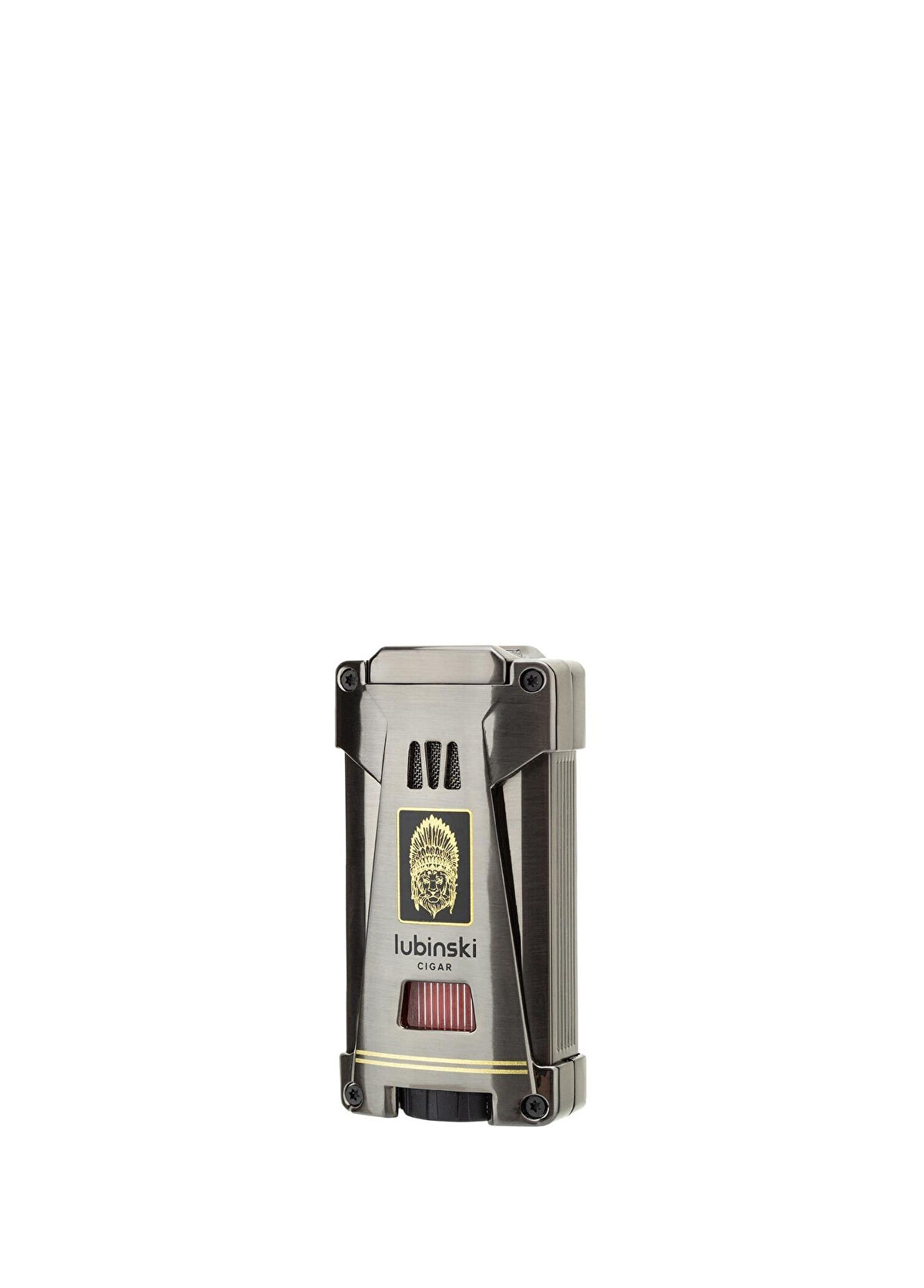 Lubinski Gunmetal Yeni Seri Üç Torch Sehpalı Çift Delicili Puro Çakmağı - 1