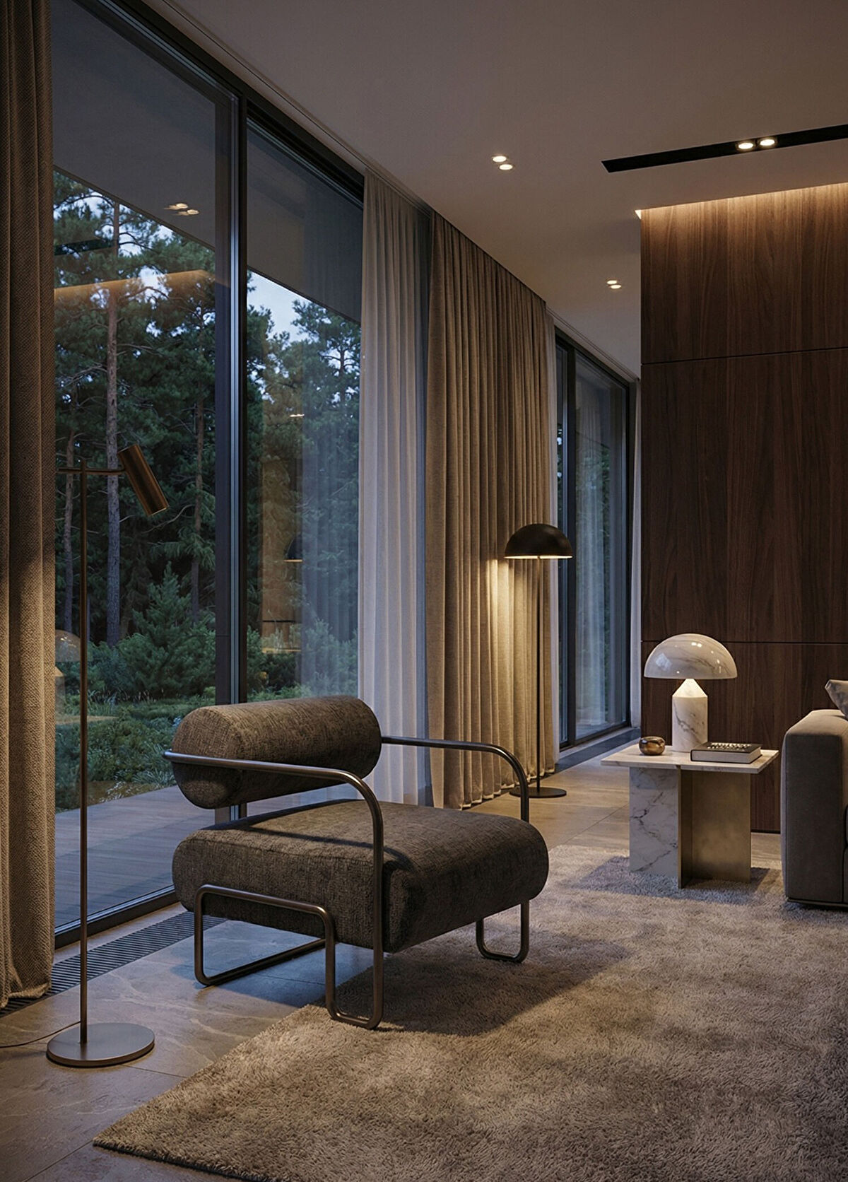 Solano Design Bona Smoked Metal Armchair - 3