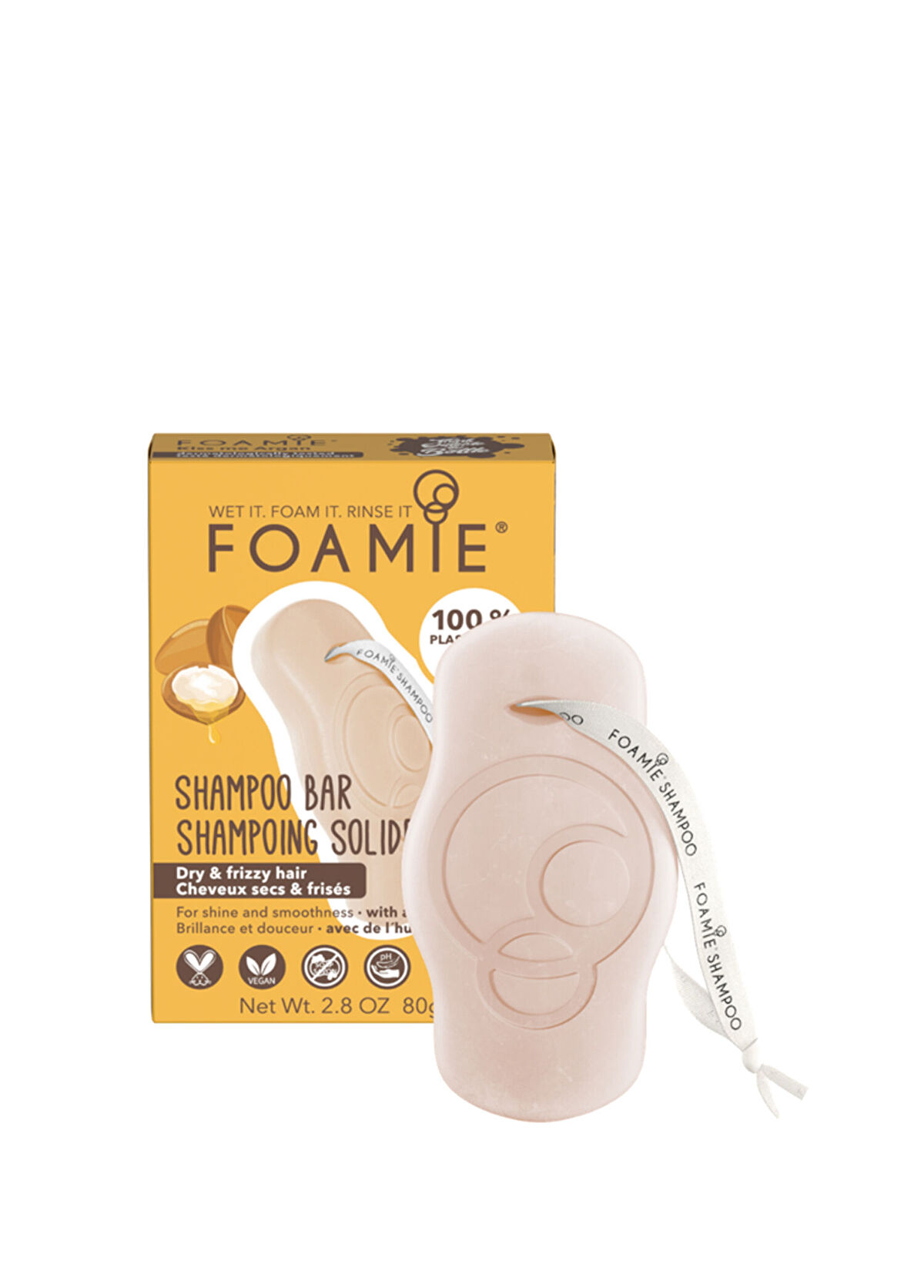 Foamie Kiss Me Bar Kuru Saçlar İçin Argan Yağlı Katı Şampuan 80 gr - 1